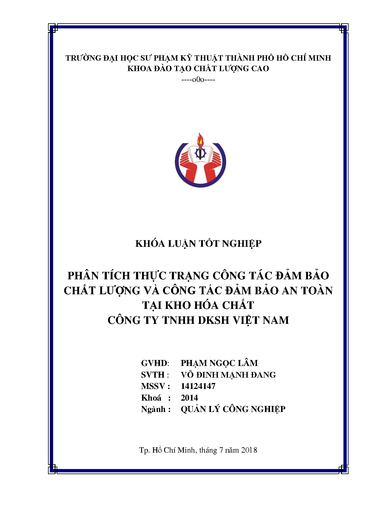 Đồ án tốt nghiệp - Phân tích thực trạng công tác đảm bảo chất lượng và công tác đảm bảo ATTKHCCTTDVN