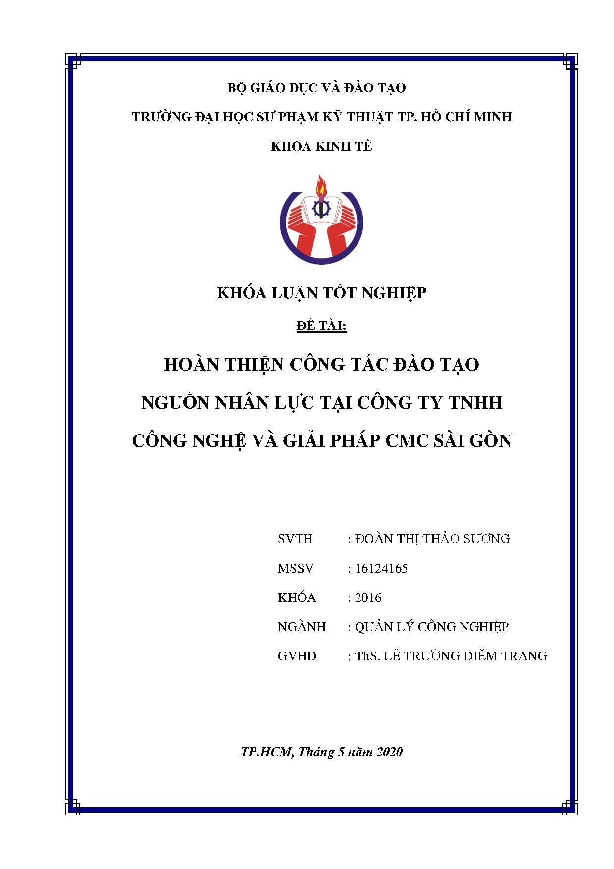 Đồ án tốt nghiệp - Hoàn thiện công tác đào tạo nguồn nhân lực tại Công ty TNHH công nghệ và GPCSG