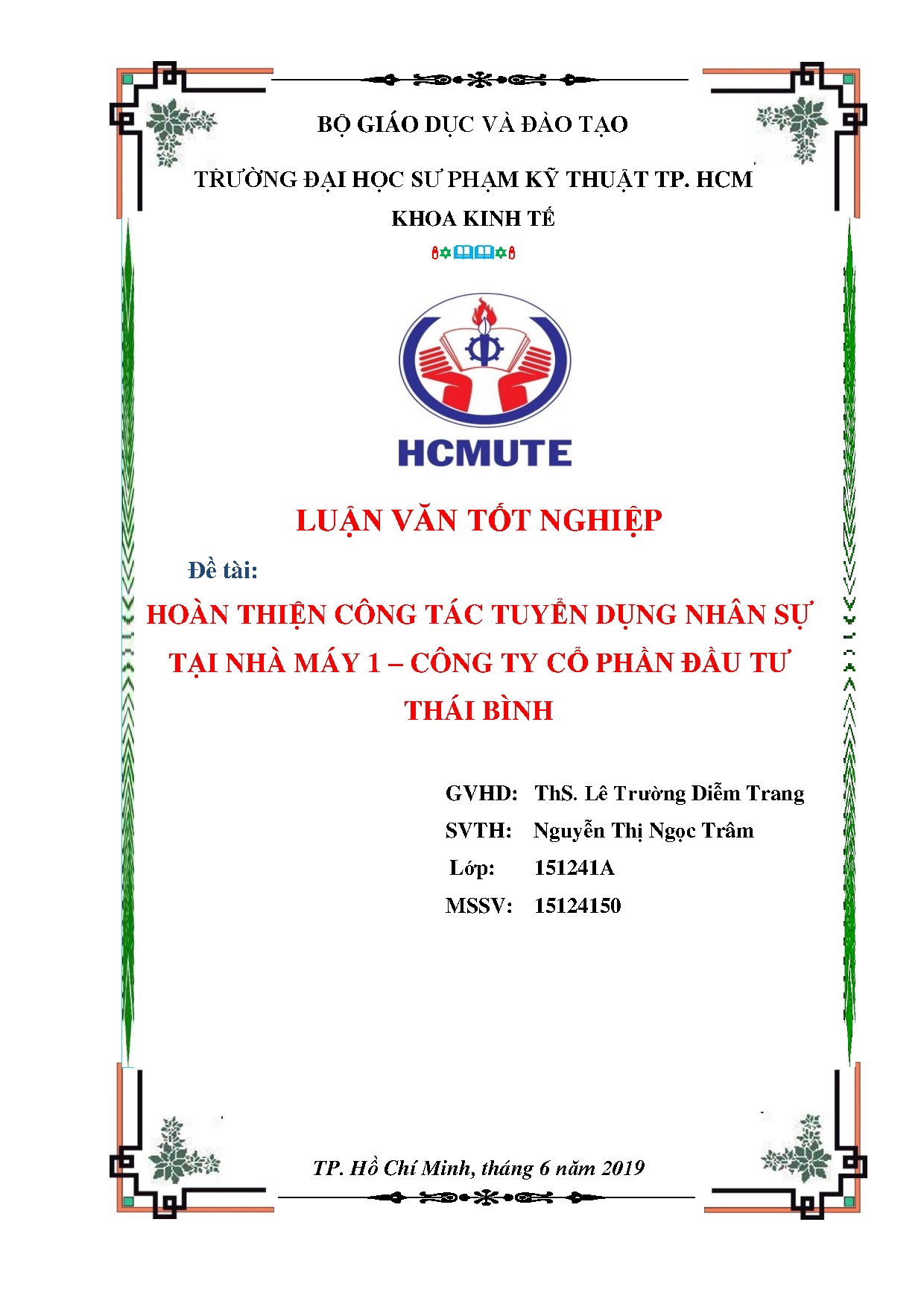 Đồ án tốt nghiệp - Hoàn thiện công tác tuyển dụng nhân sự tại nhà máy 1, công ty cổ phần đầu tư TB