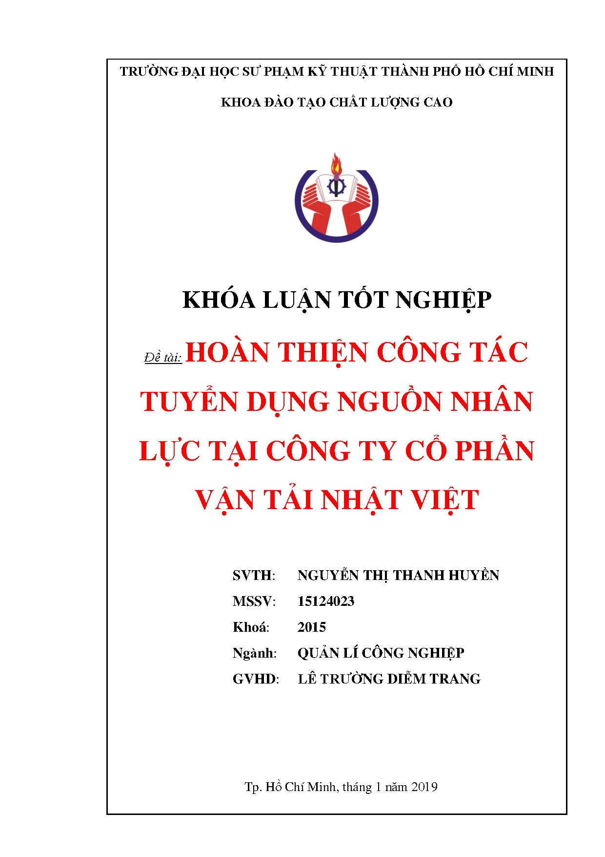 Đồ án tốt nghiệp - Hoàn thiện công tác tuyển dụng nguồn nhân lực tại công ty cổ phần vận tải Nhật V