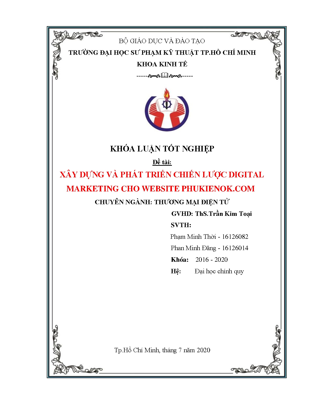 Đồ án tốt nghiệp - Xây dựng và phát triển chiến lược Digital marketing cho website phukienok.com