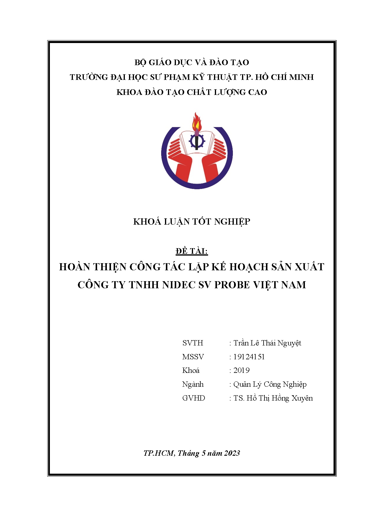 Đồ án tốt nghiệp - Hoàn thiện công tác lập kế hoạch sản xuất Công ty TNHH Nidec SV Probe Việt Nam