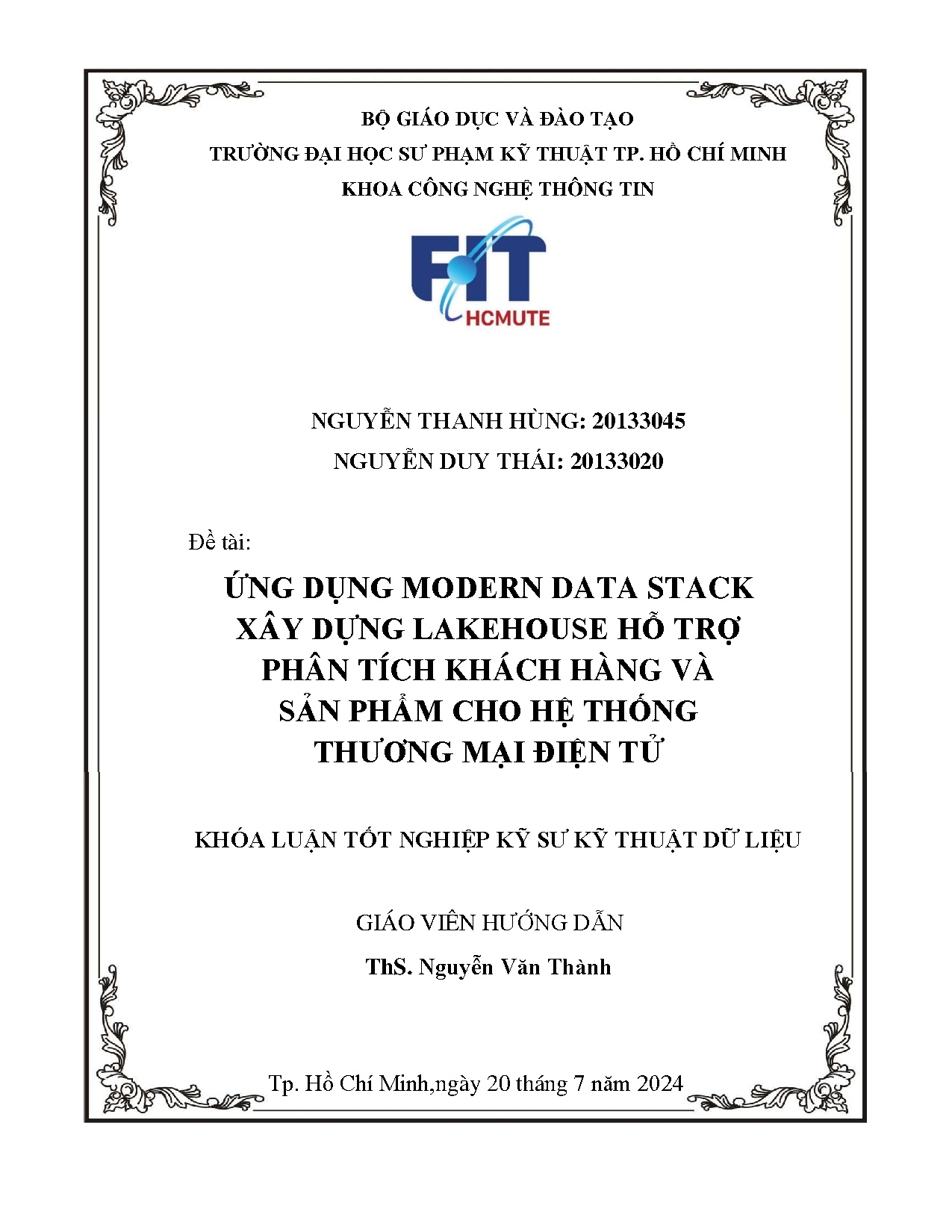 Đồ án tốt nghiệp - Ứng dụng modern data stack xây dựng Lakehouse hỗ trợ phân tích khách HVSPCHTTMĐT