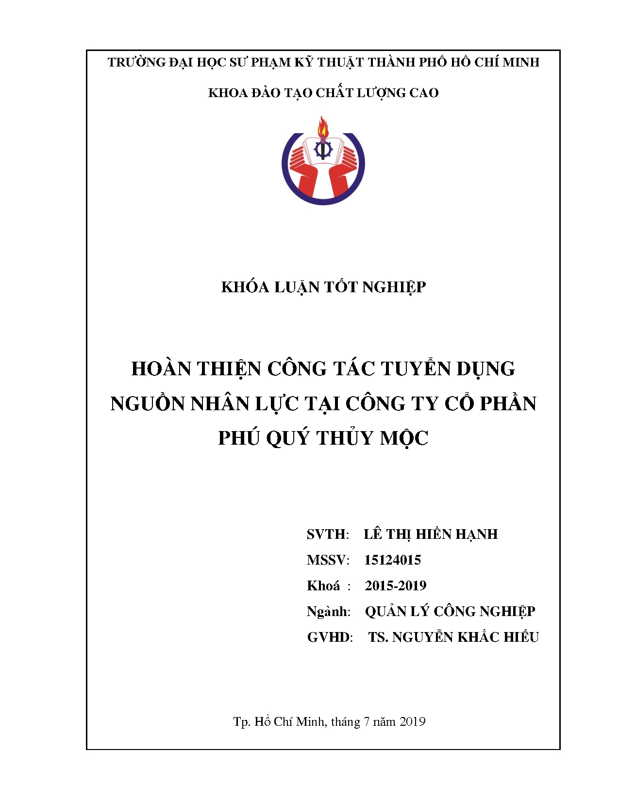 Đồ án tốt nghiệp - Hoàn thiện công tác tuyển dụng nguồn nhân lực tại công ty cổ phần Phú Quý Thủy M