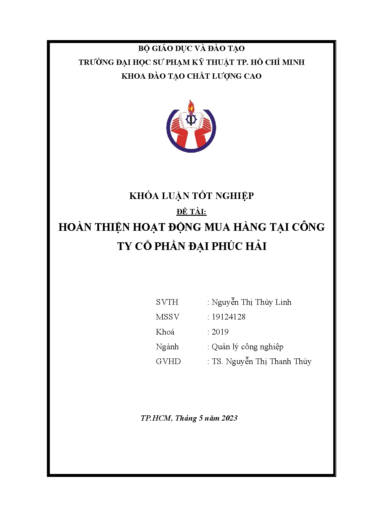 Đồ án tốt nghiệp - Hoàn thiện hoạt động mua hàng tại Công ty cổ phần Đại Phúc Hải