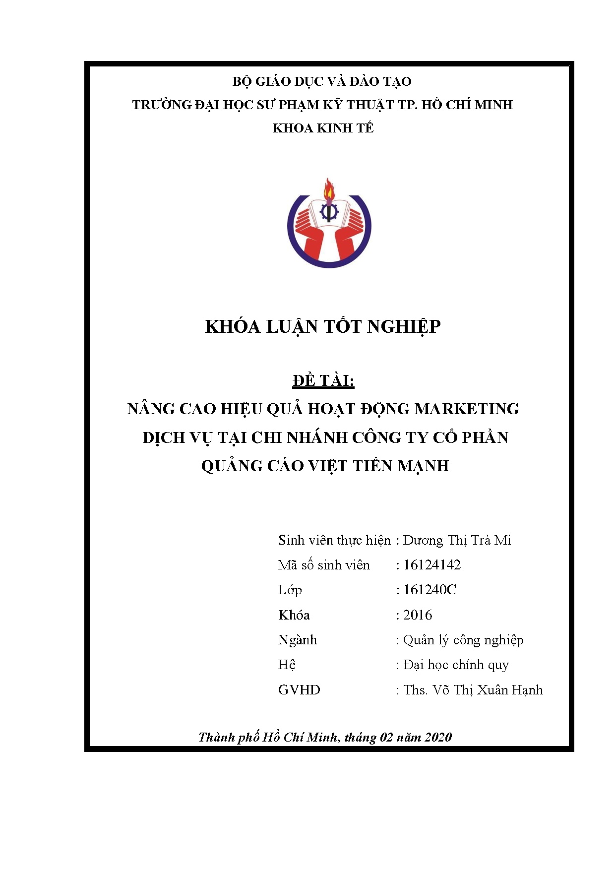 Đồ án tốt nghiệp - Nâng cao hiệu quả hoạt động marketing dịch vụ tại chi nhánh Công ty cổ phần QCVTM