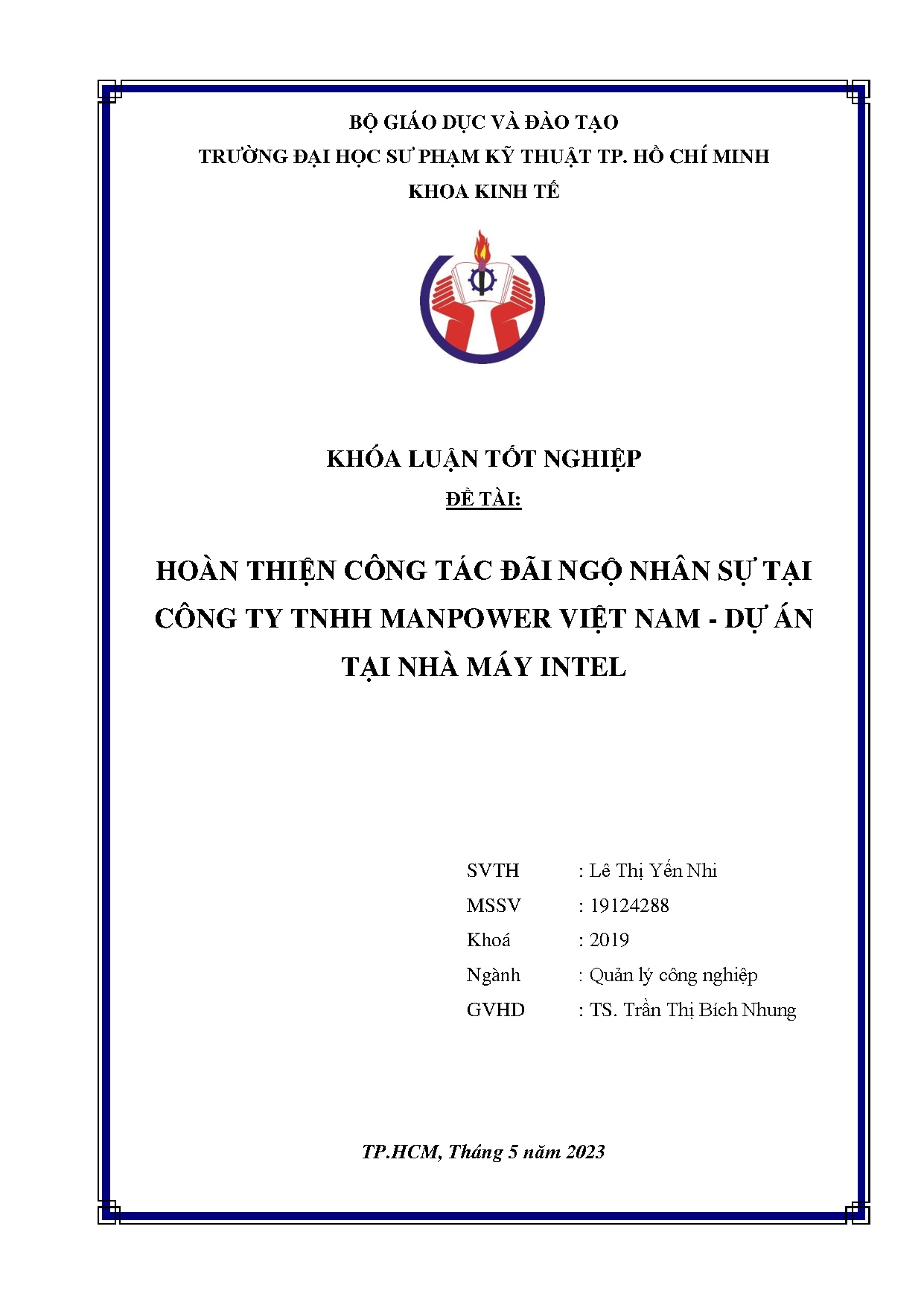 Đồ án tốt nghiệp - Hoàn thiện công tác đãi ngộ nhân sự tại Công ty TNHH Manpower Việt Nam - Dự ÁTNMI
