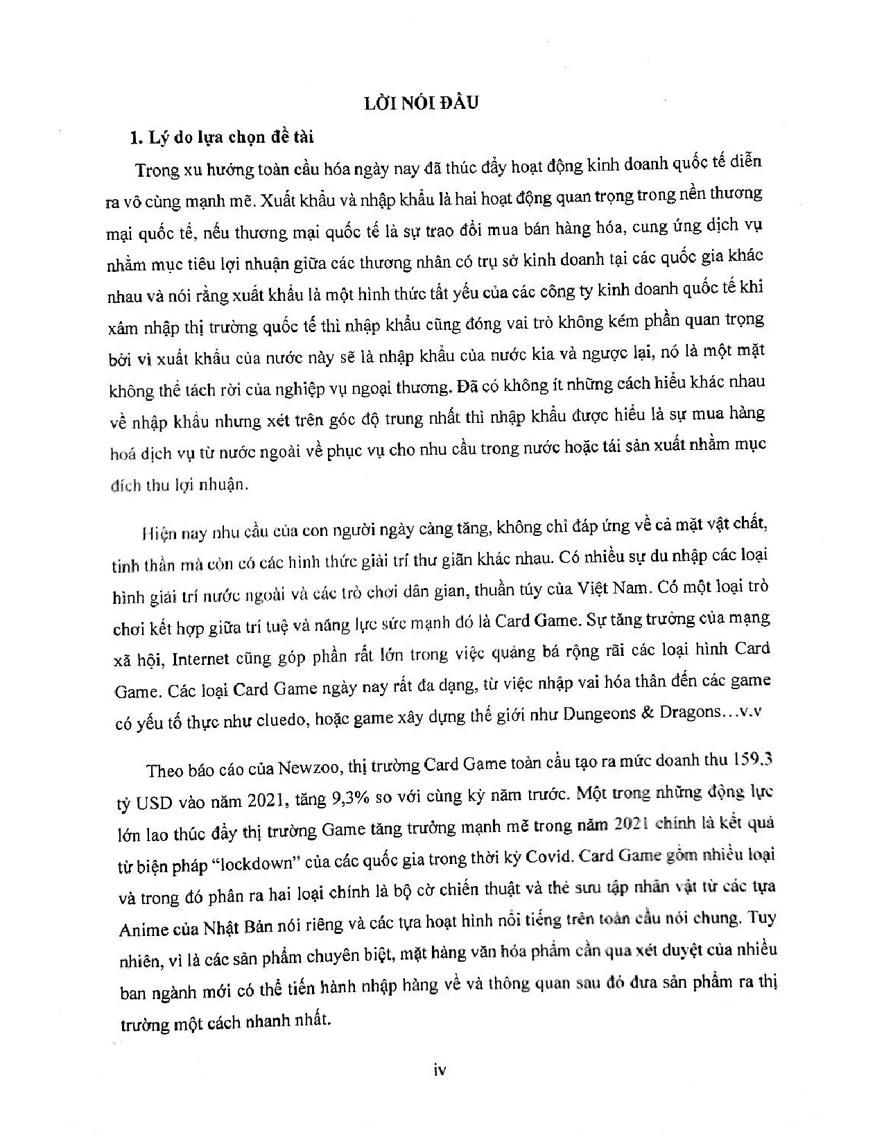 Đồ án tốt nghiệp - Giải pháp nâng cao hiệu quả hoạt động nhập khẩu mặt hàng card game BĐHKTCTTSBNVN - Trang 3