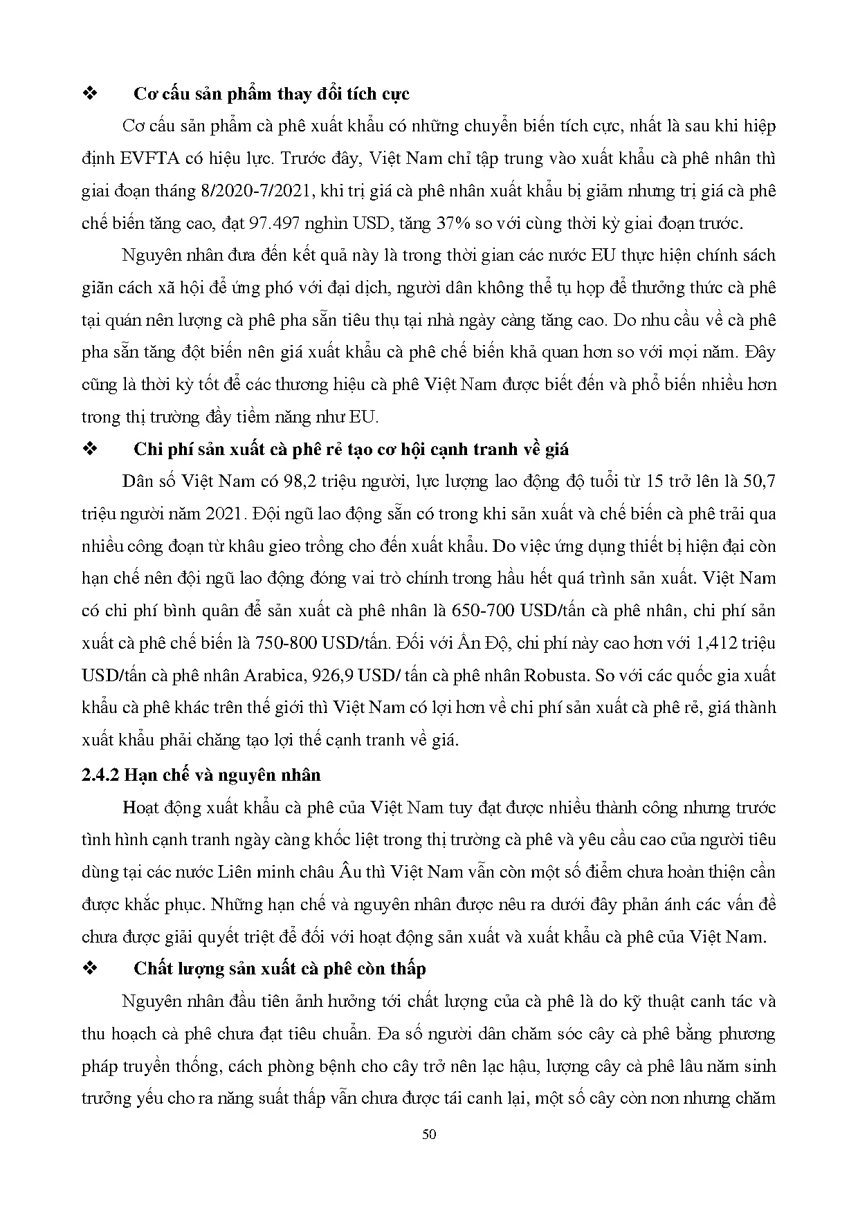 Đồ án tốt nghiệp - Giải pháp đẩy mạnh hoạt động xuất khẩu cà phê Việt Nam sang thị trường EU TBCHĐE - Trang 64