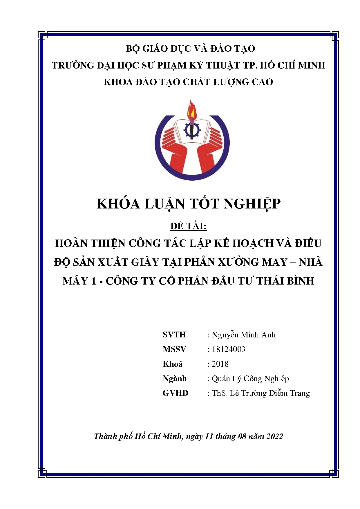Đồ án tốt nghiệp - Hoàn thiện công tác lập kế hoạch và điều độ sản xuất giày tại PXM - NM 1 CTCPĐTTB
