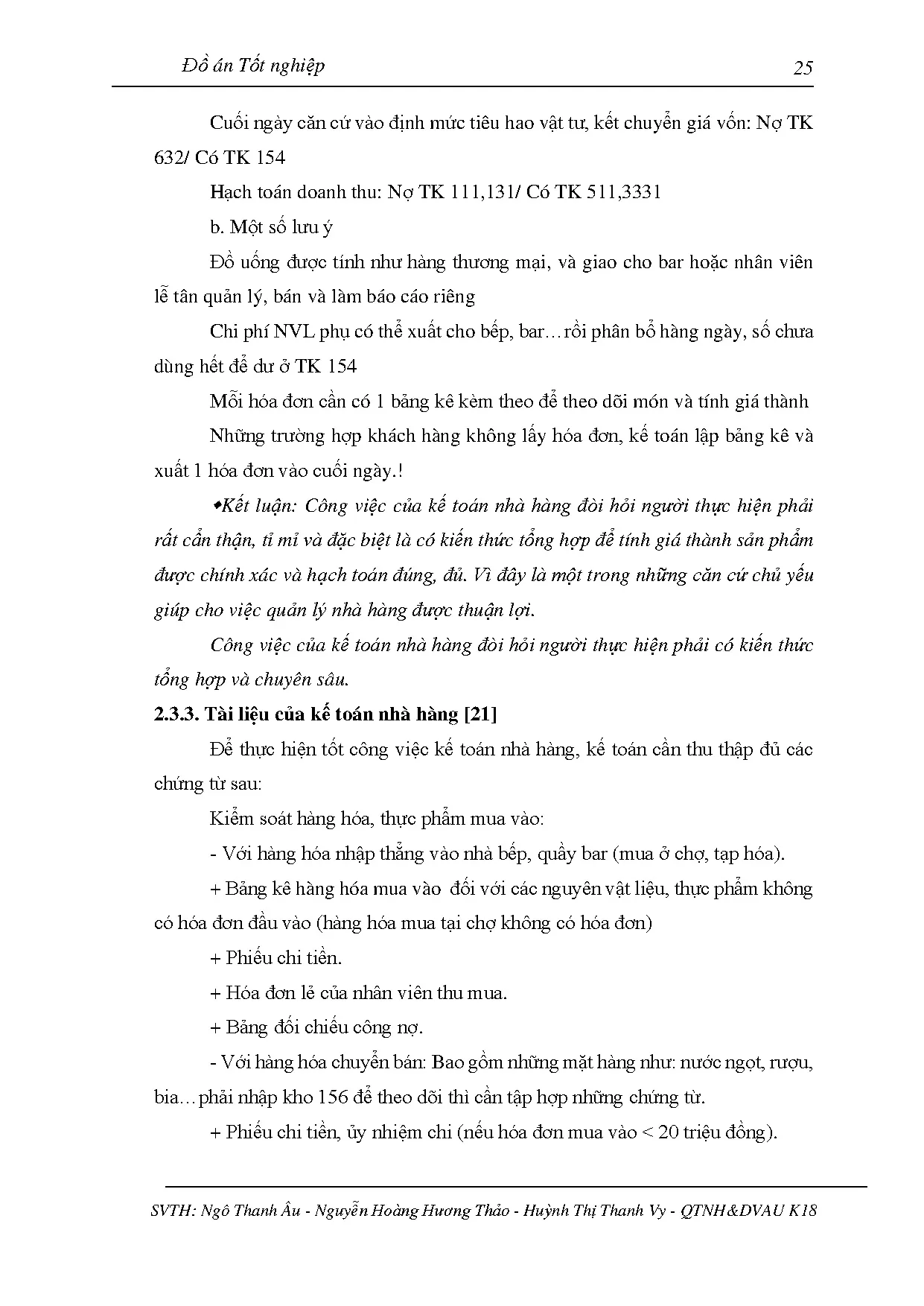 Đồ án tốt nghiệp - Xây dựng tài liệu học tập môn kế toán nhà hàng cho sinh VNQTNHVDVĂUTĐHSPKTTPHCM - Trang 41