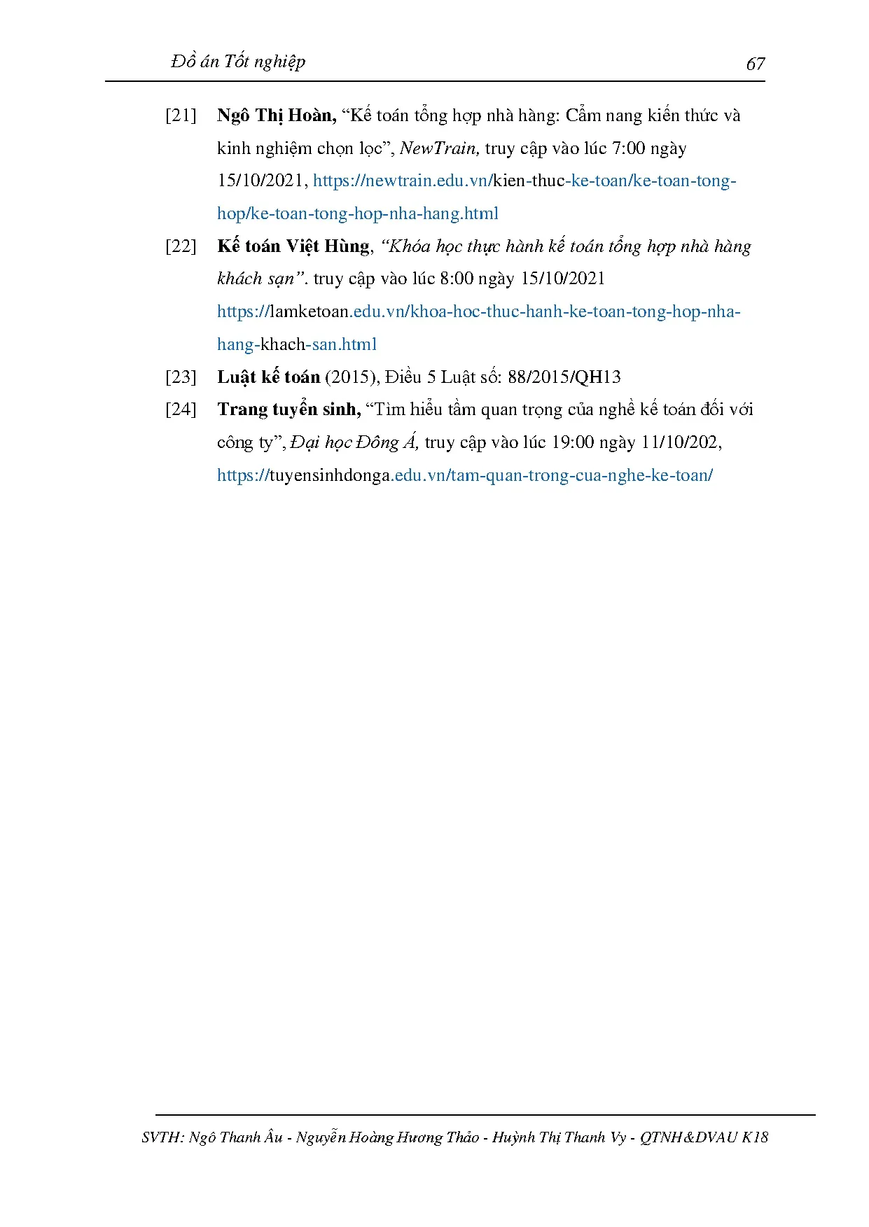 Đồ án tốt nghiệp - Xây dựng tài liệu học tập môn kế toán nhà hàng cho sinh VNQTNHVDVĂUTĐHSPKTTPHCM - Trang 83