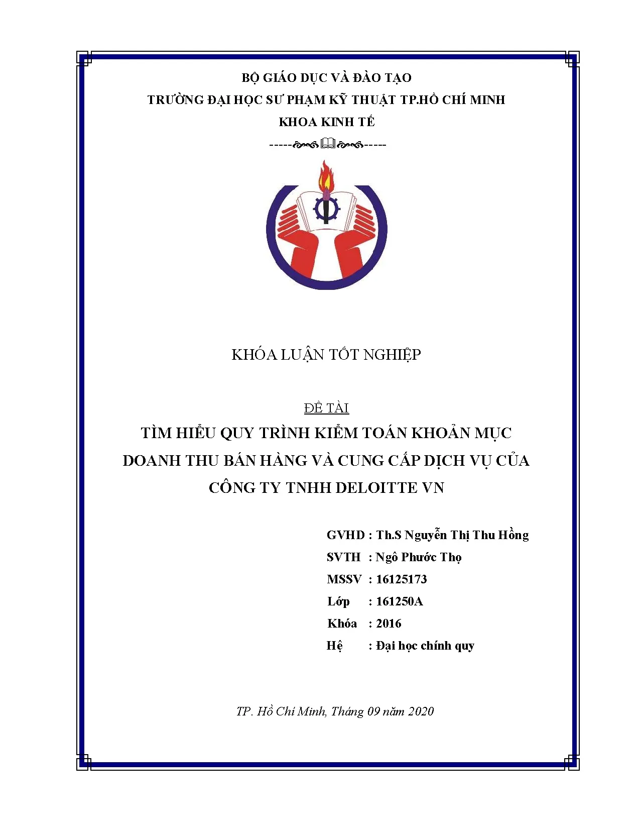 Đồ án tốt nghiệp - Tìm hiểu quy trình kiểm toán khoản mục doanh thu bán hàng và cung cấp DVCCTTDV