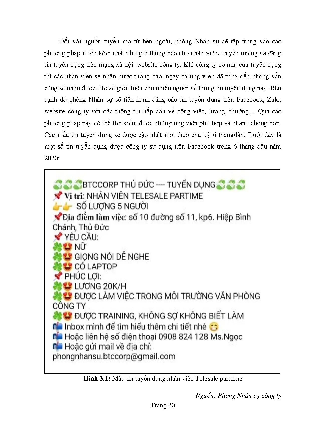 Đồ án tốt nghiệp - Hoàn thiện công tác tuyển dụng tại Công ty TNHH thương mại dịch vụ thông tin BTC - Trang 40