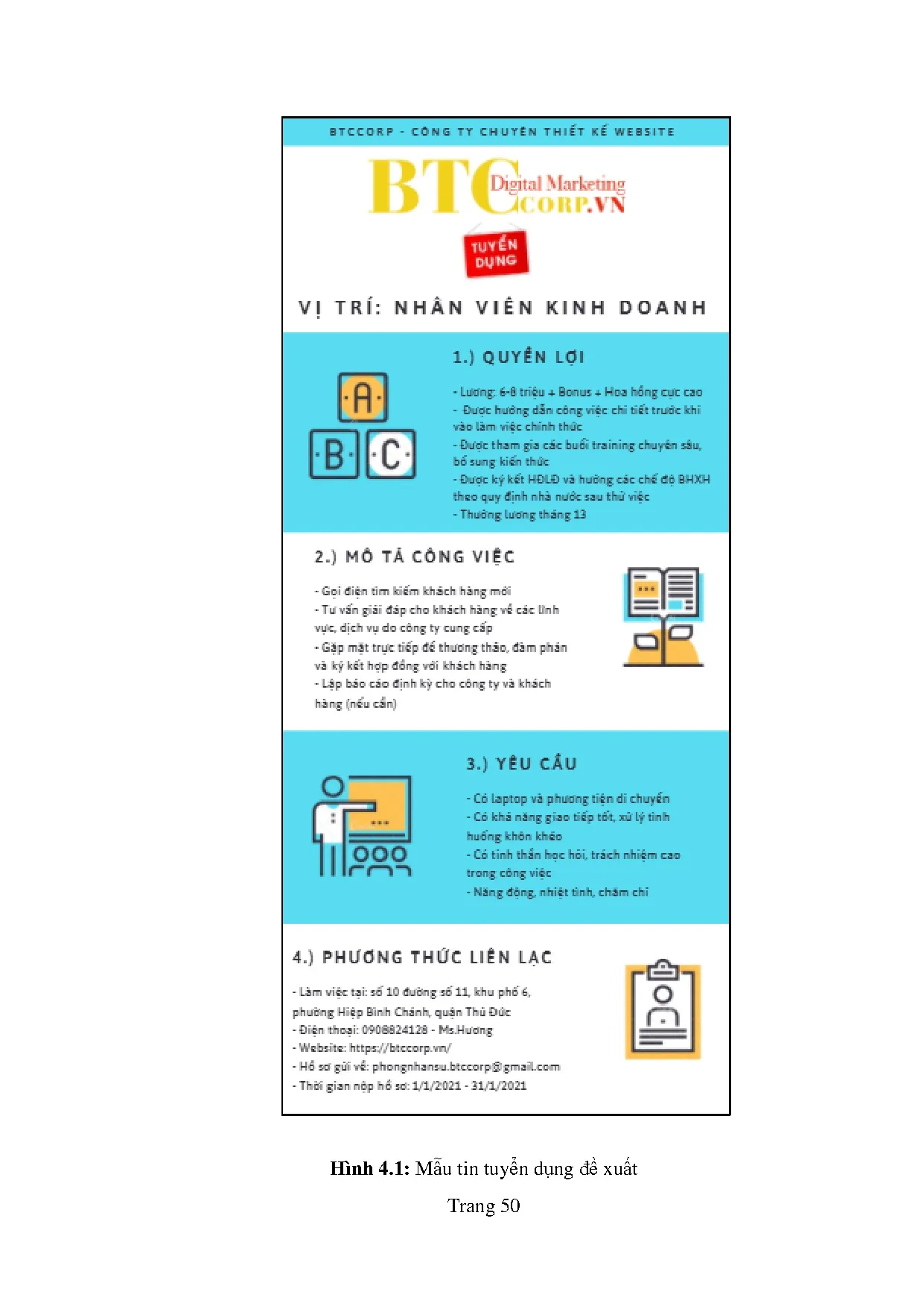 Đồ án tốt nghiệp - Hoàn thiện công tác tuyển dụng tại Công ty TNHH thương mại dịch vụ thông tin BTC - Trang 60