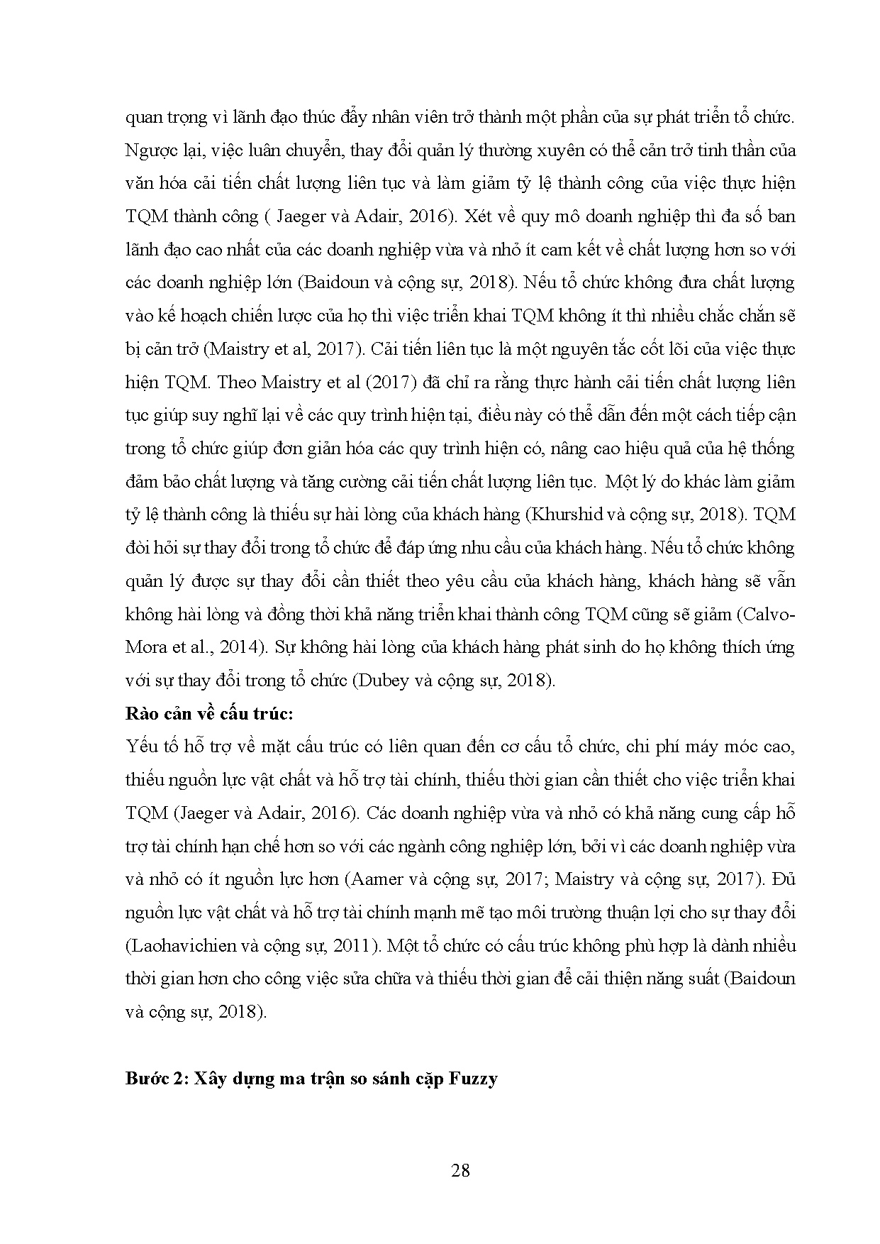 Đồ án tốt nghiệp - Đánh giá các rào cản tác động đến việc triển khai TQM bằng phương PFATHTCTTMXTT - Trang 40