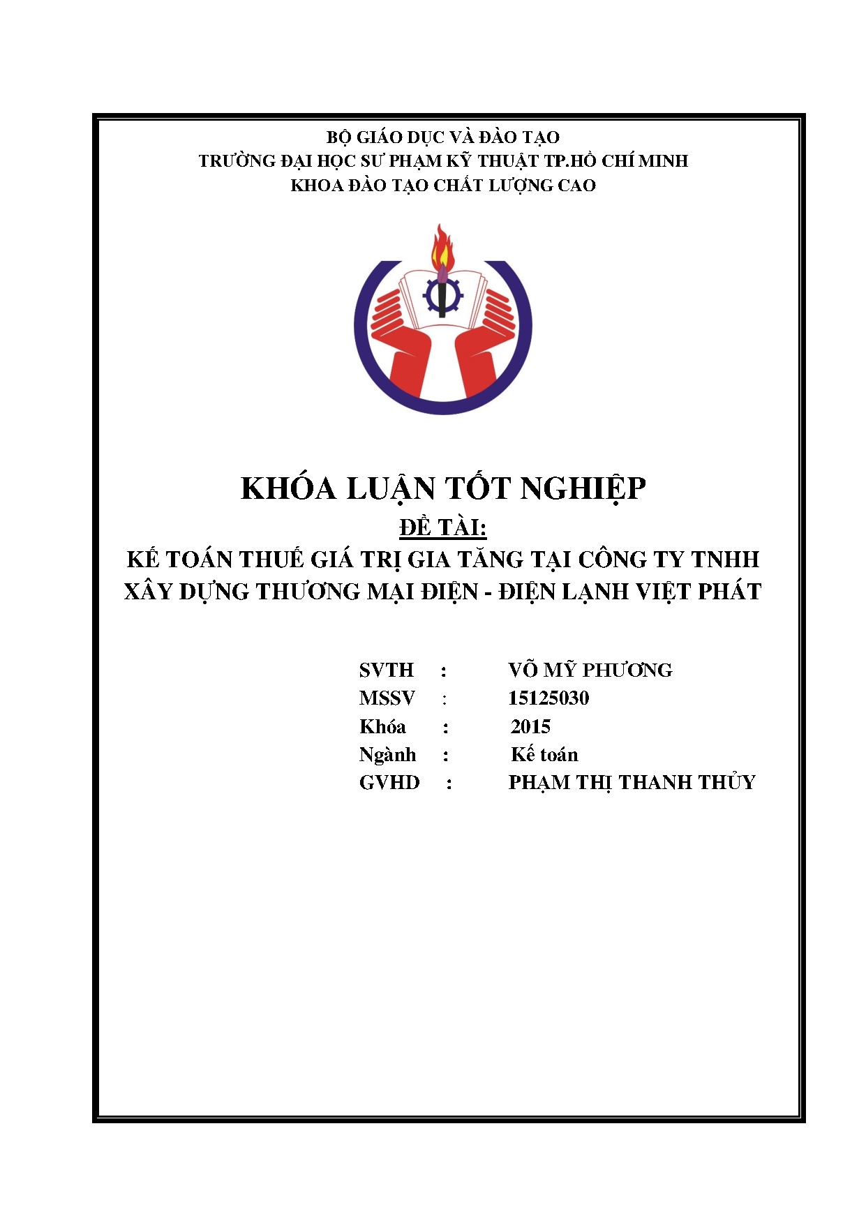 Đồ án tốt nghiệp - Kế toán giá trị gia tăng tại Công ty TNHH Xây dựng Thương mại Điện - Điện lạnh VP
