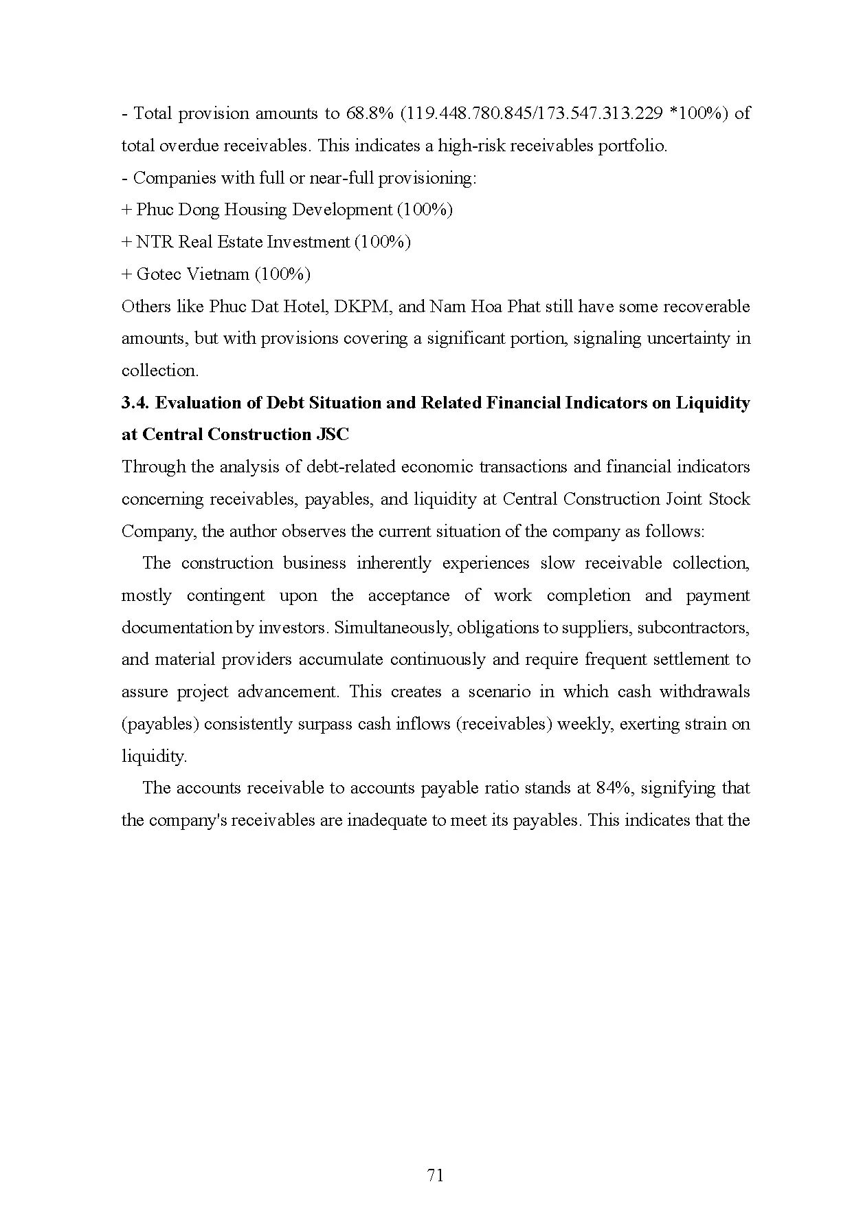 Đồ án tốt nghiệp - Accounting and analyzing receivables and payables at central construction JSC - Trang 82