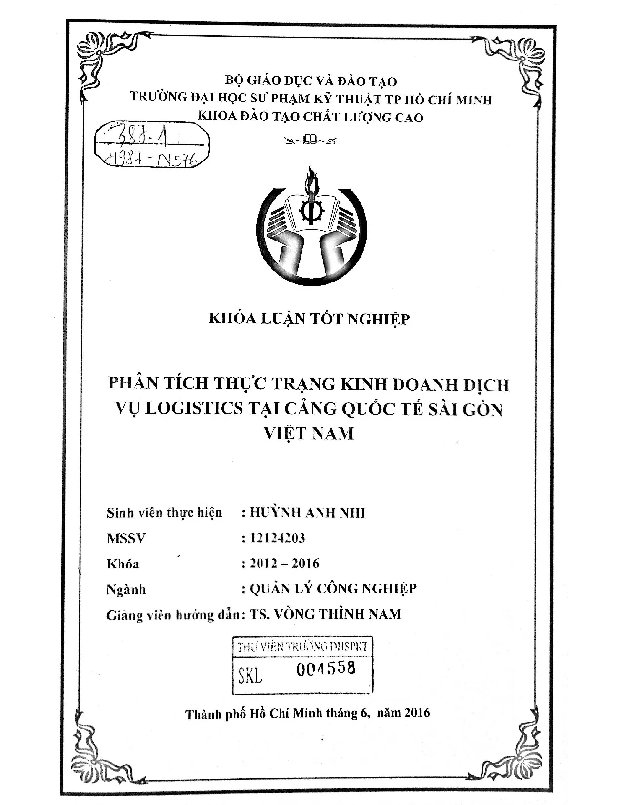 Đồ án tốt nghiệp - Phân tích thực trạng kinh doanh dịch vụ Logistics tại cảng Quốc tế Sài Gòn Việt N