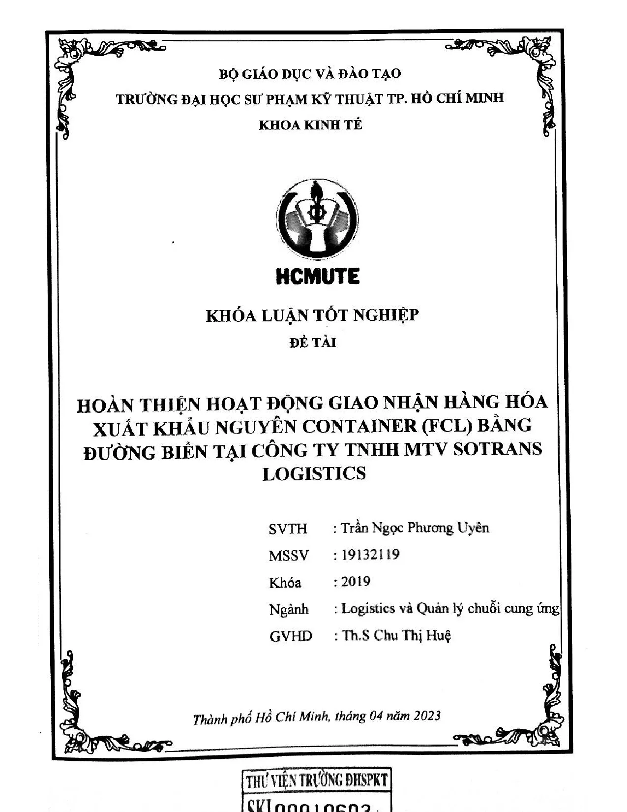 Đồ án tốt nghiệp - Hoàn thiện hoạt động giao nhận hàng hóa xuất khẩu nguyên Container ( BĐBTCTTMSL