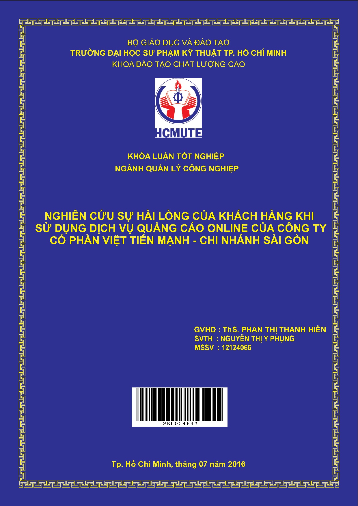 Đồ án tốt nghiệp - Nghiên cứu sự hài lòng của khách hàng khi sử dụng dịch vụ QCOCCTCPVTM - CNSGĐ