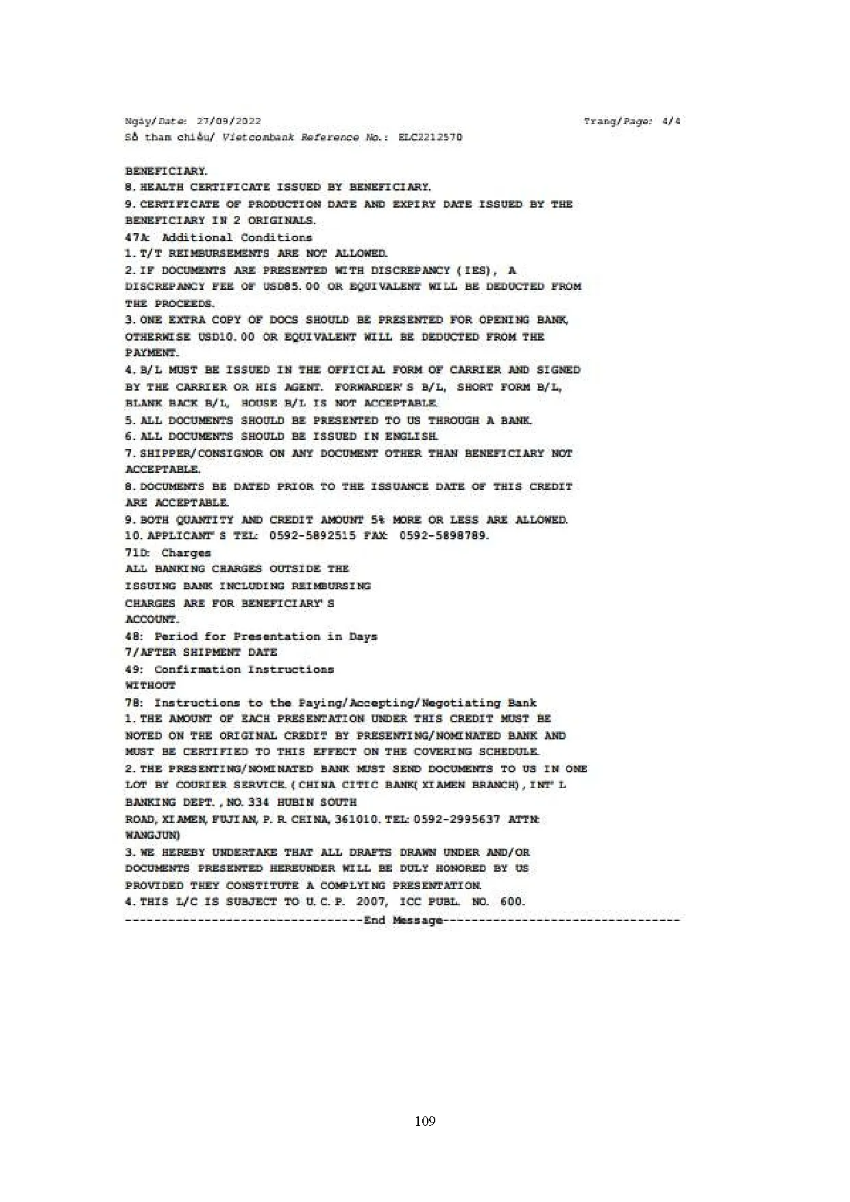 Đồ án tốt nghiệp - Phân tích hoạt động kinh doanh xuất khẩu tinh bột sắn tại Công ty TNHH TH - TTVGP - Trang 121