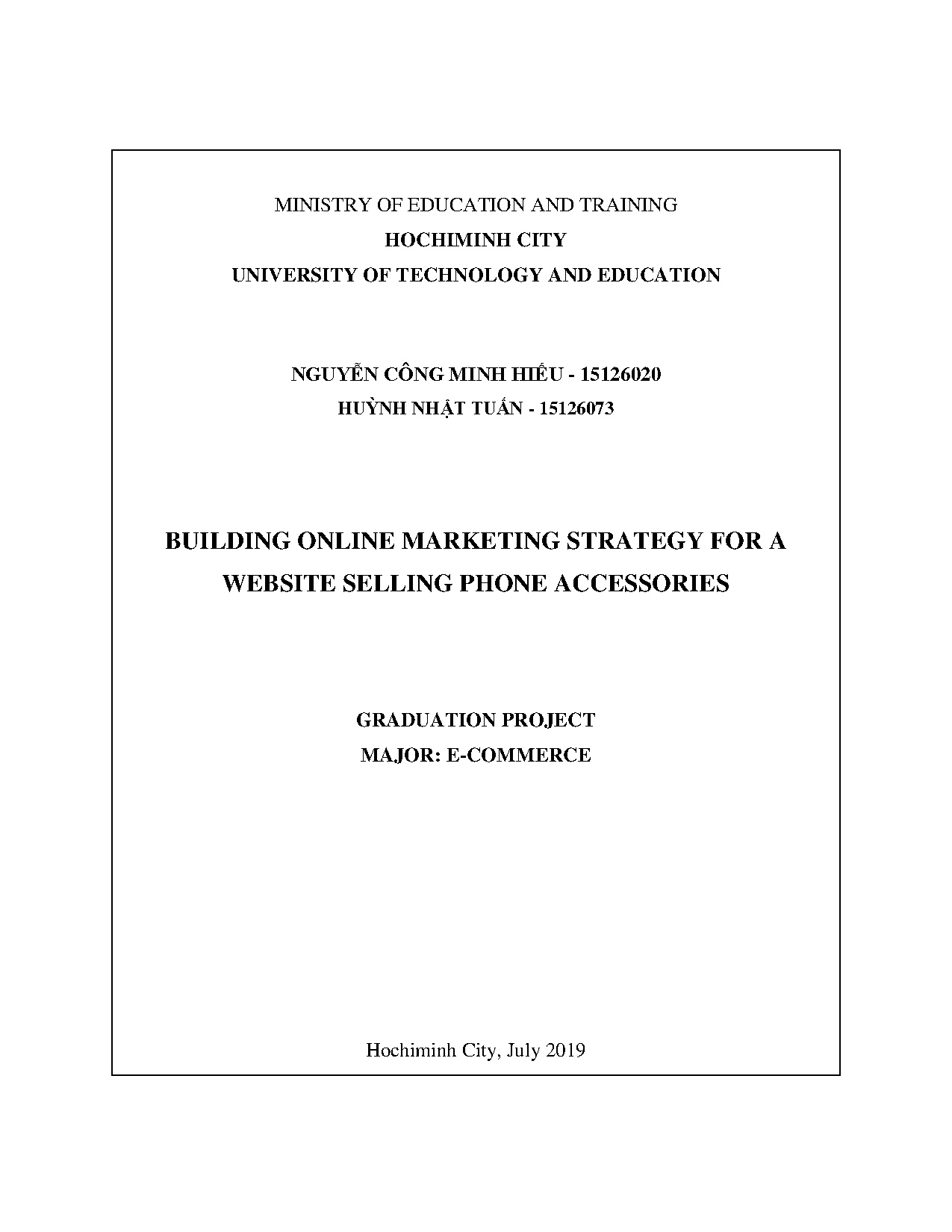 Đồ án tốt nghiệp - Xây dựng và đưa ra chiến lược Marketing Online cho website bán phụ kiện điện T