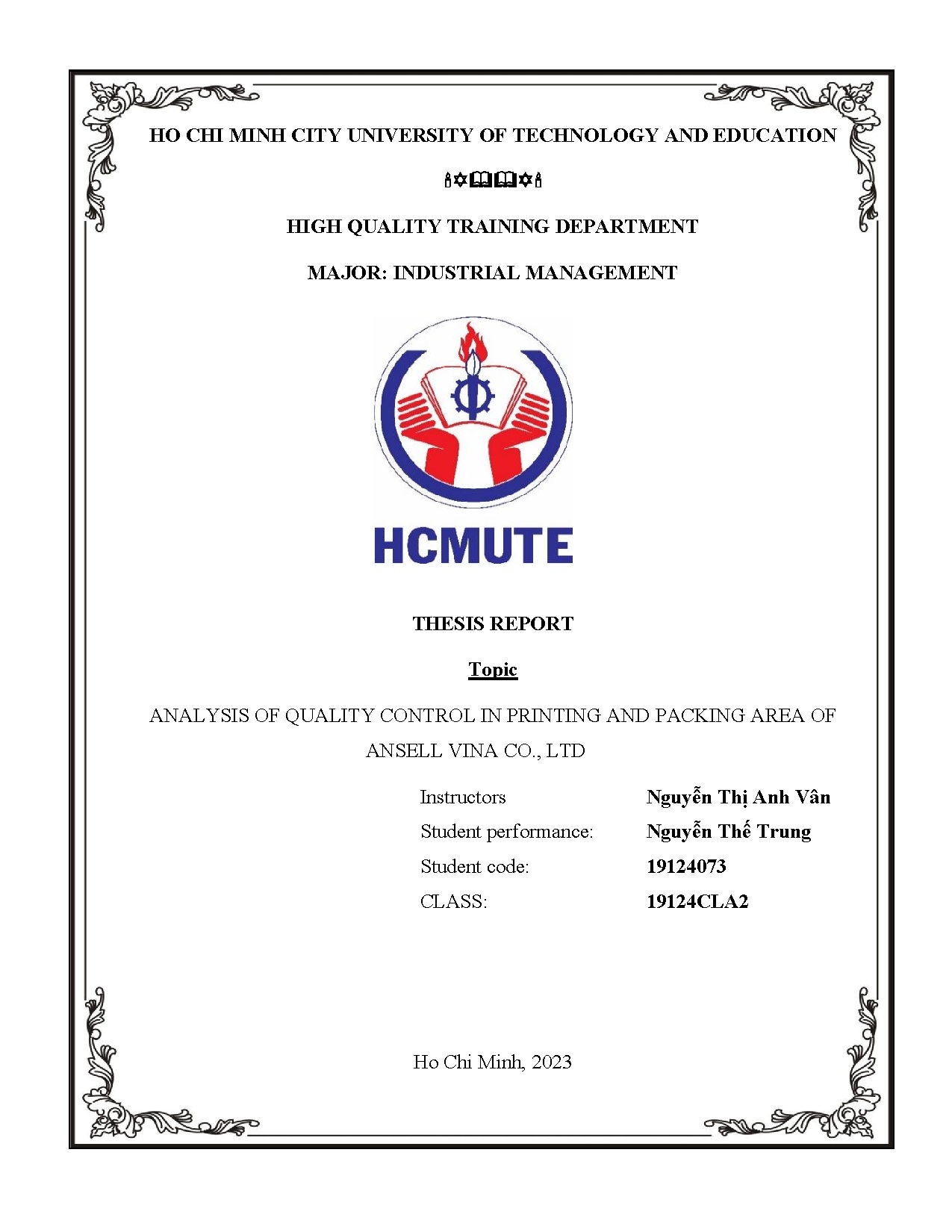 Đồ án tốt nghiệp - Analysis of quality control in printing and packing area of Ansell Vina CO., LTD