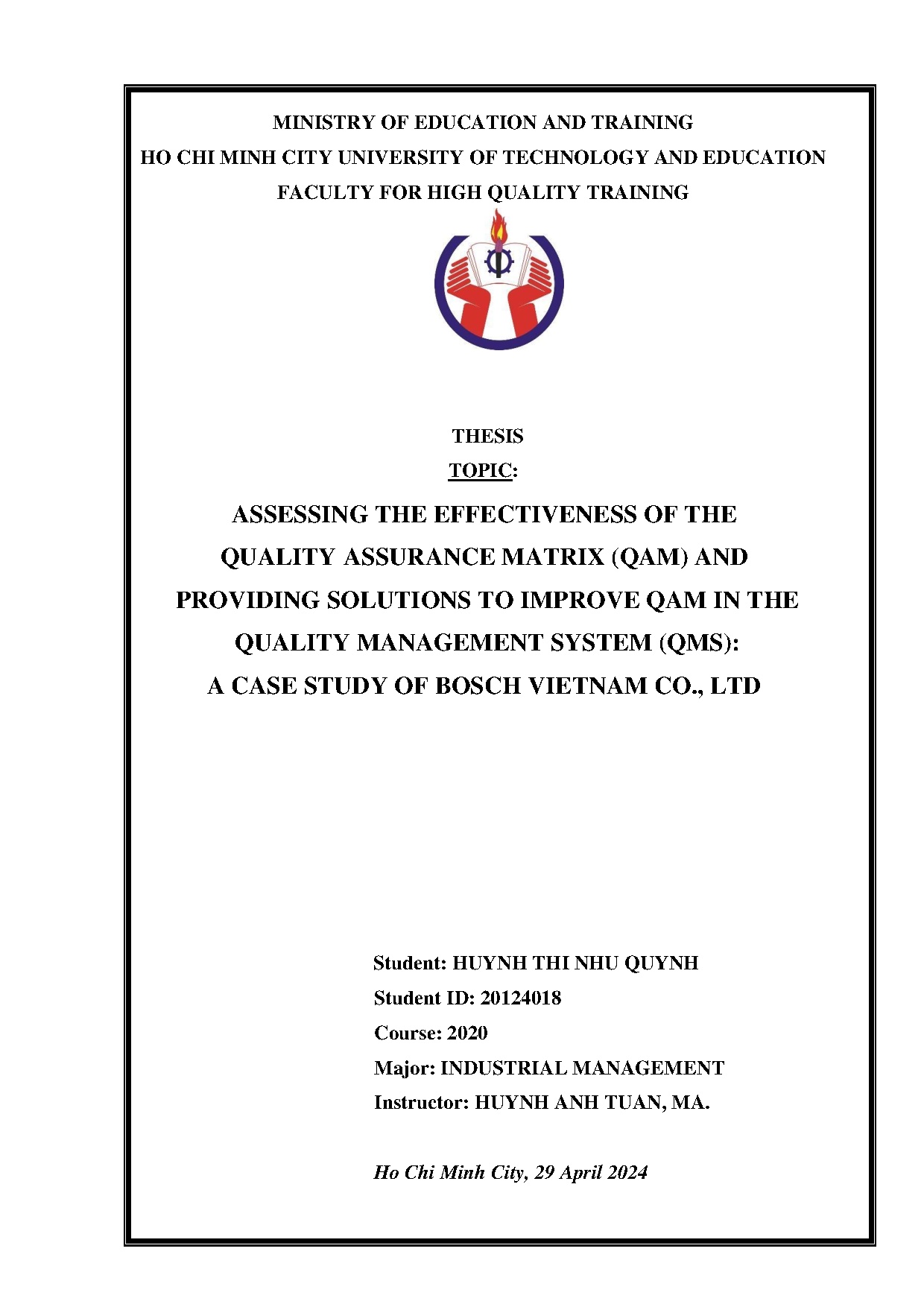Đồ án tốt nghiệp - Assessing the effectiveness of the quality assurance M ( APSTIQITQMS ( a CSOBVCL
