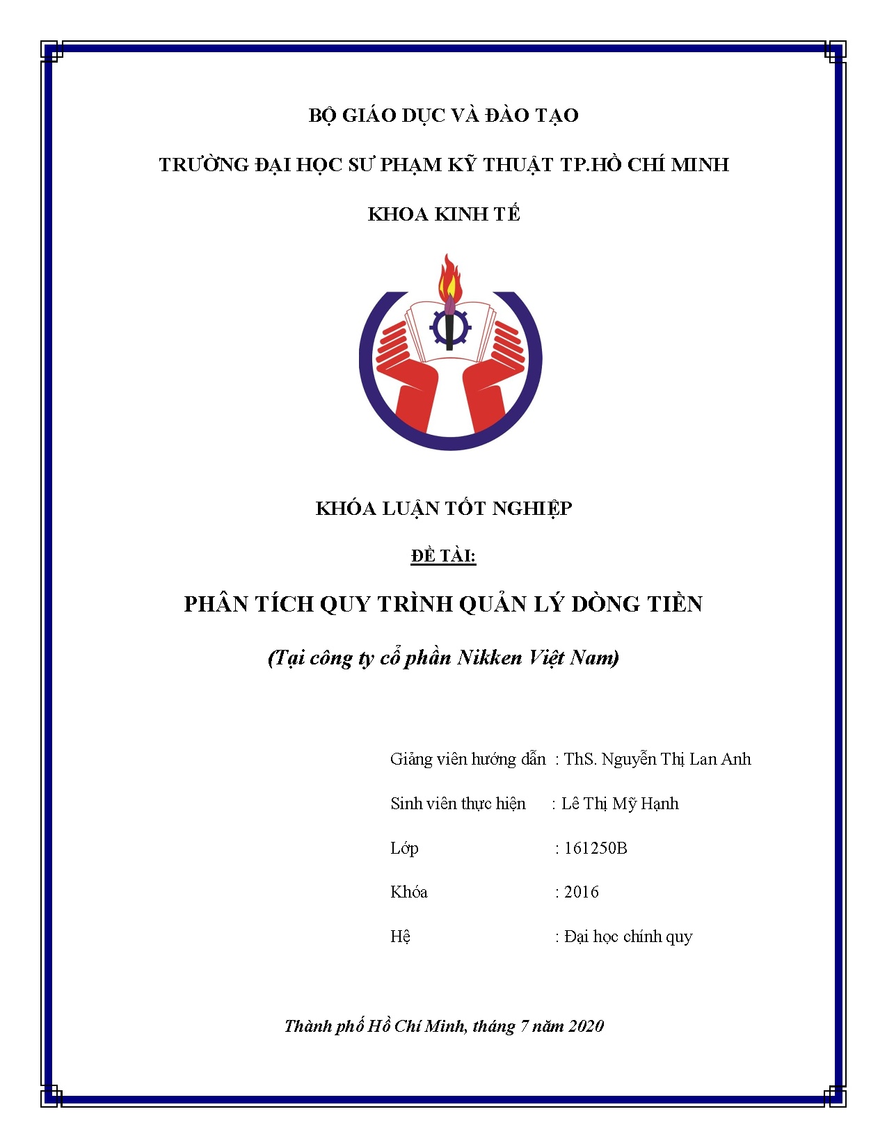 Đồ án tốt nghiệp - Phân tích quy trình quản lý dòng tiền (Tại công ty cổ phần Nikken Việt Nam)