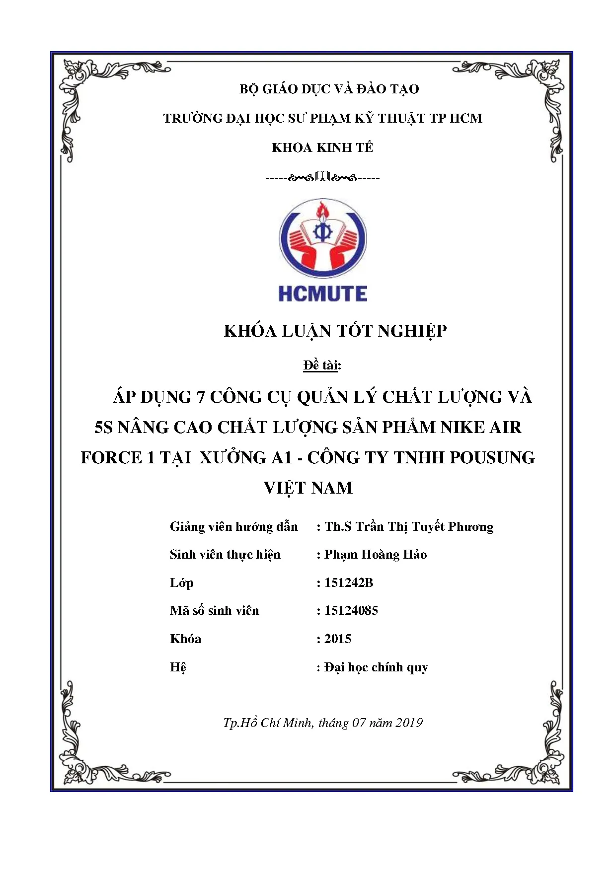 Đồ án tốt nghiệp - Áp dụng 7 công cụ quản lý chất lượng và 5S nâng cao chất lượng SPNAF 1 TXACTTPVN