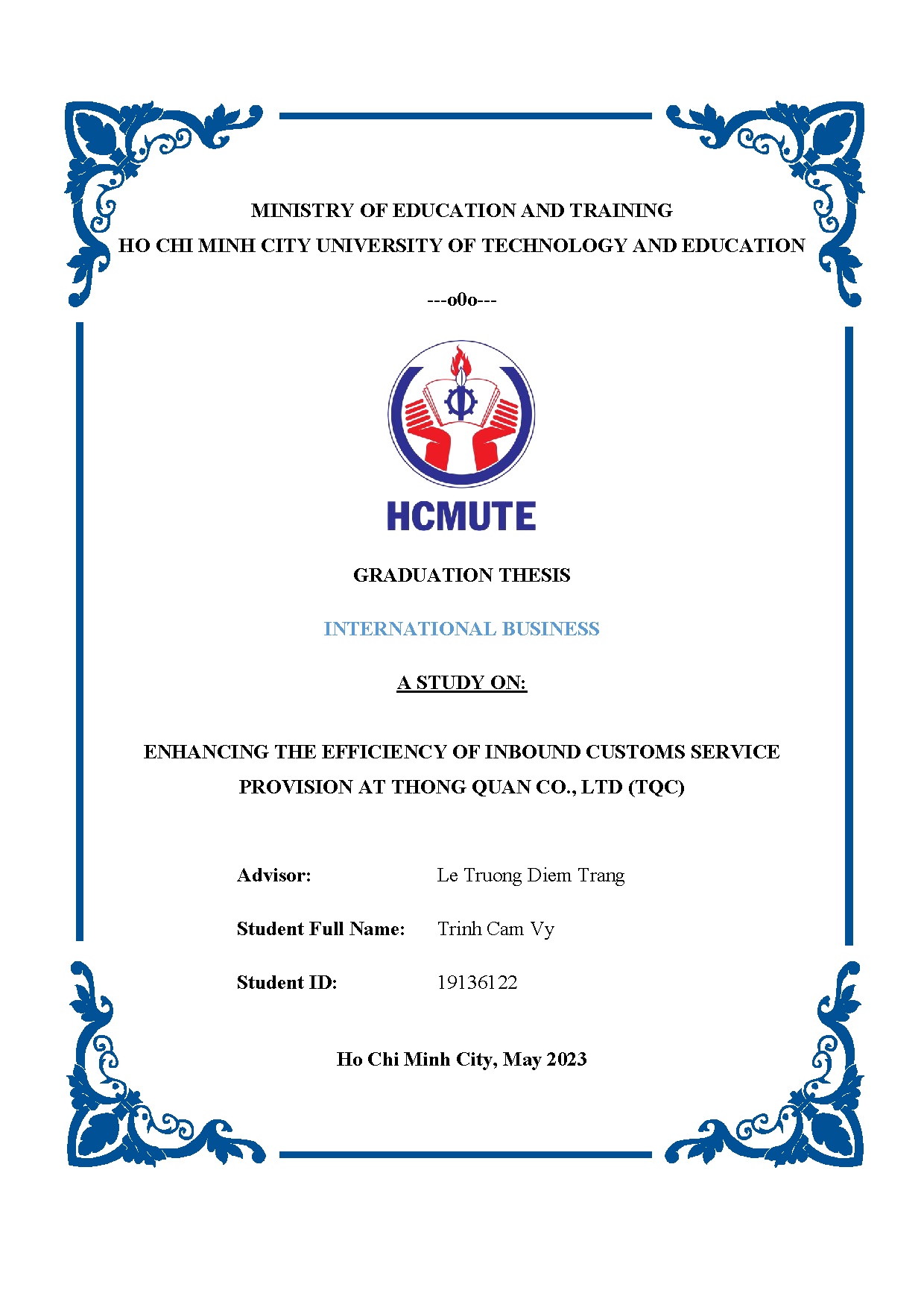 Đồ án tốt nghiệp - Enhancing the efficiency of inbound customs service provision at Thong Quan CL (