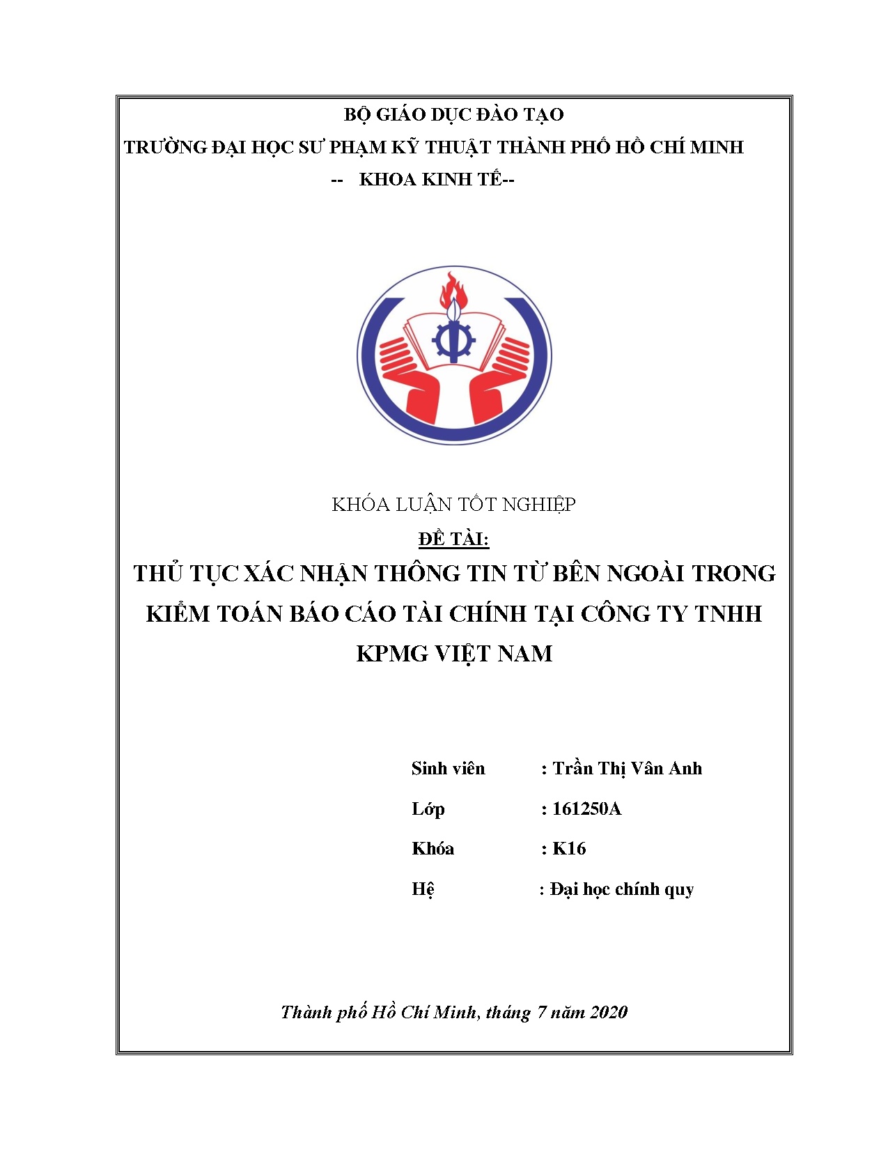 Đồ án tốt nghiệp - Thủ tục xác nhận thông tin từ bên ngoài trong kiểm toán báo cáo tài C ( CTTKVN