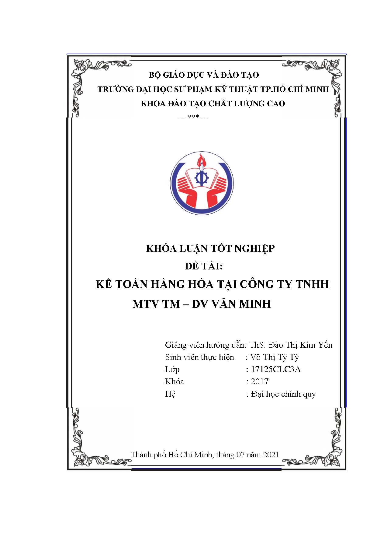 Đồ án tốt nghiệp - Kế toán hàng hóa tại Công ty TNHH MTV TM - DV Văn Minh