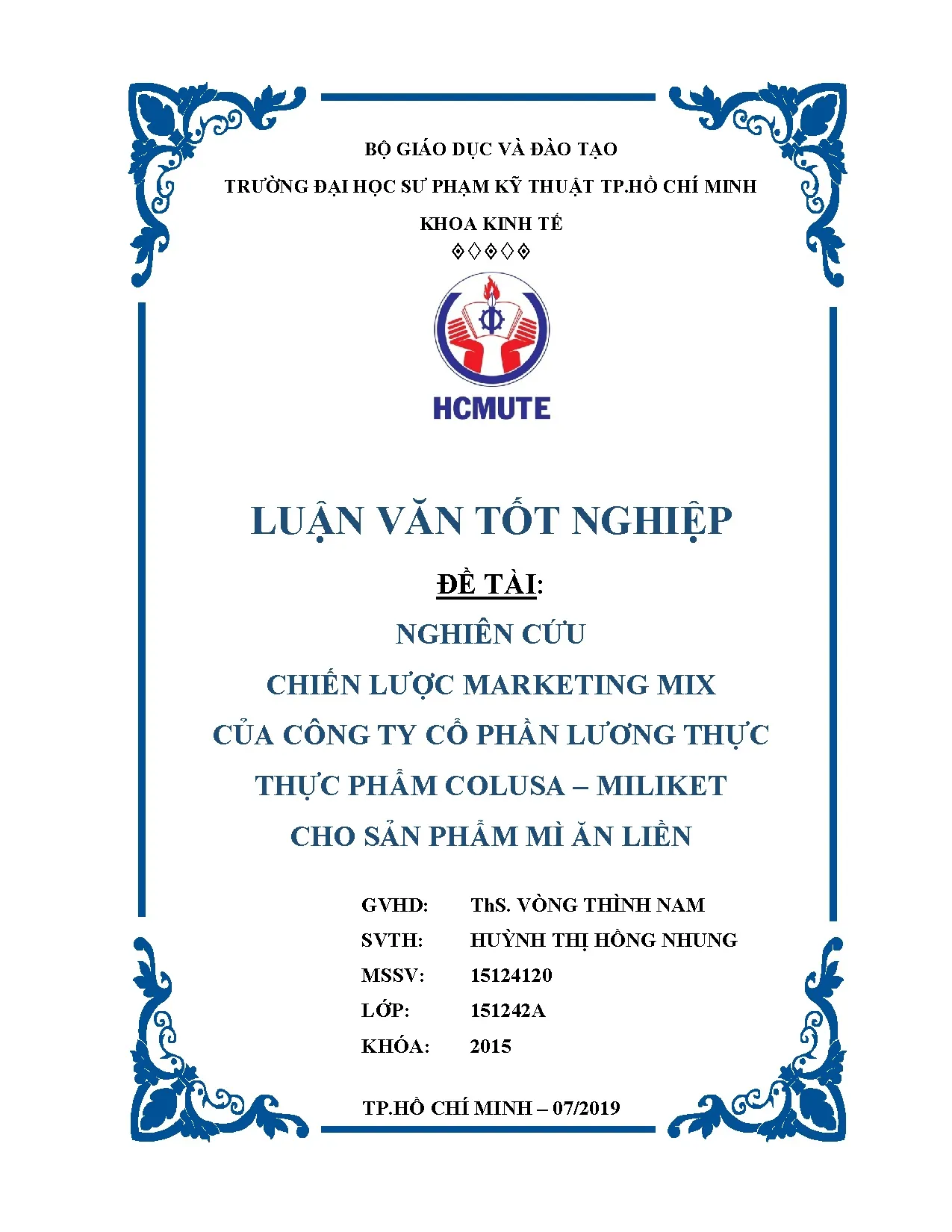 Đồ án tốt nghiệp - Chiến lược Marketing Mix của công ty cổ phần lương thực thực phẩm Colusa, MCSPMĂL