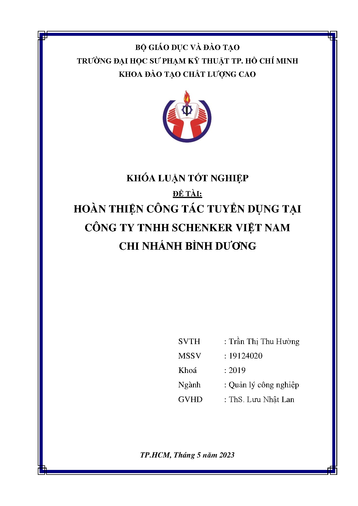 Đồ án tốt nghiệp - Hoàn thiện công tác tuyển dụng tại Công ty TNHH Schenker Việt Nam chi nhánh BD