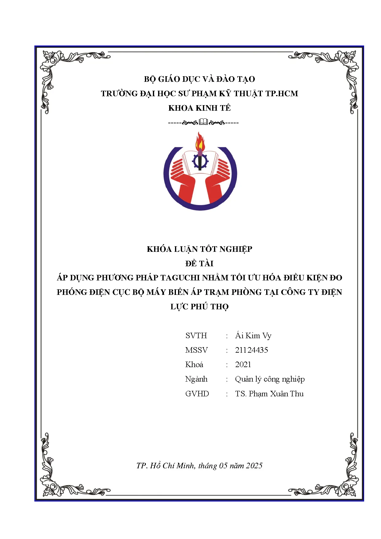 Đồ án tốt nghiệp - Áp dụng phương pháp Taguchi nhằm tối ưu hóa điều kiện đo phóng ĐCBMBÁTPTCTĐLPT