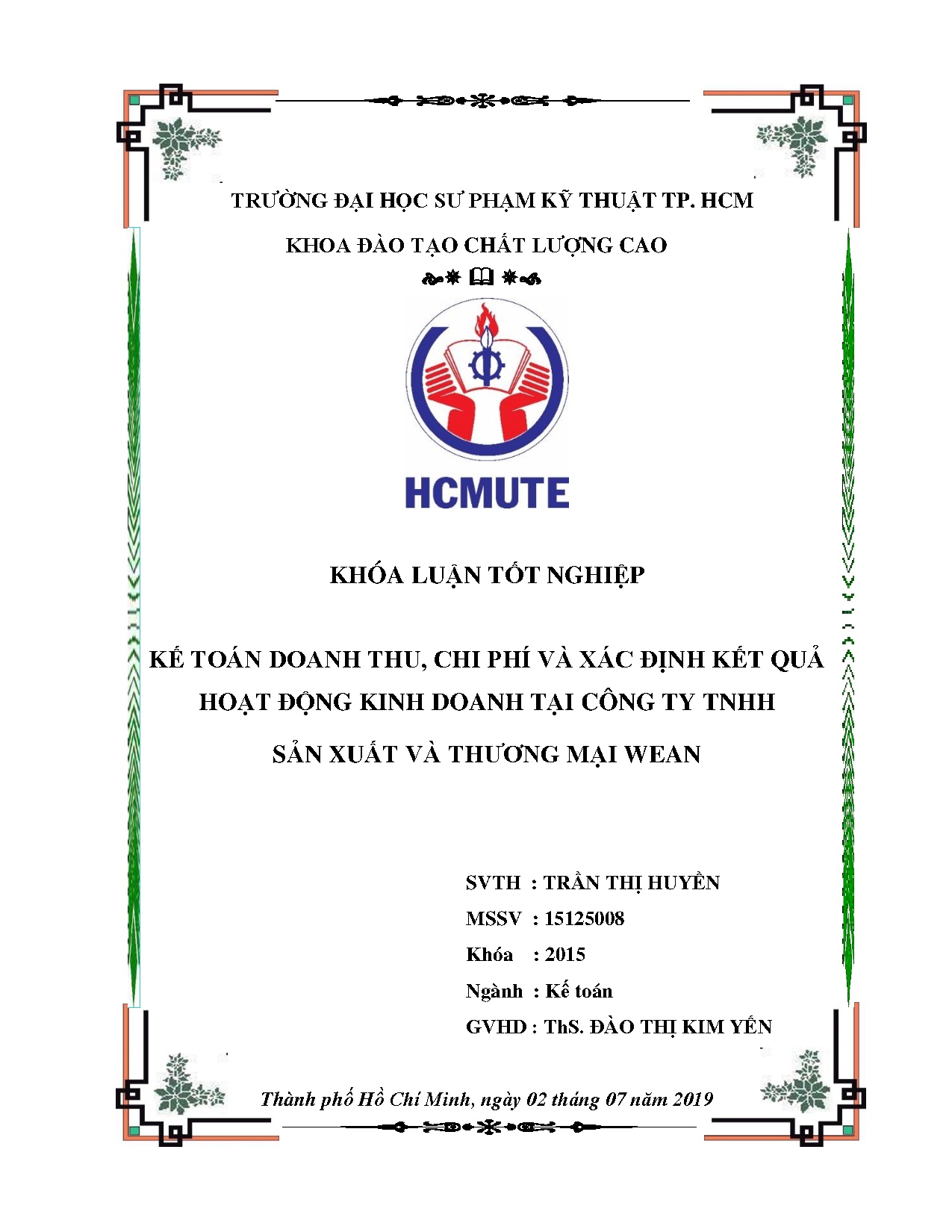 Đồ án tốt nghiệp - Kế toán doanh thu chi phí và xác định kết quả hoạt động kinh doanh tại CTTSXVTMW