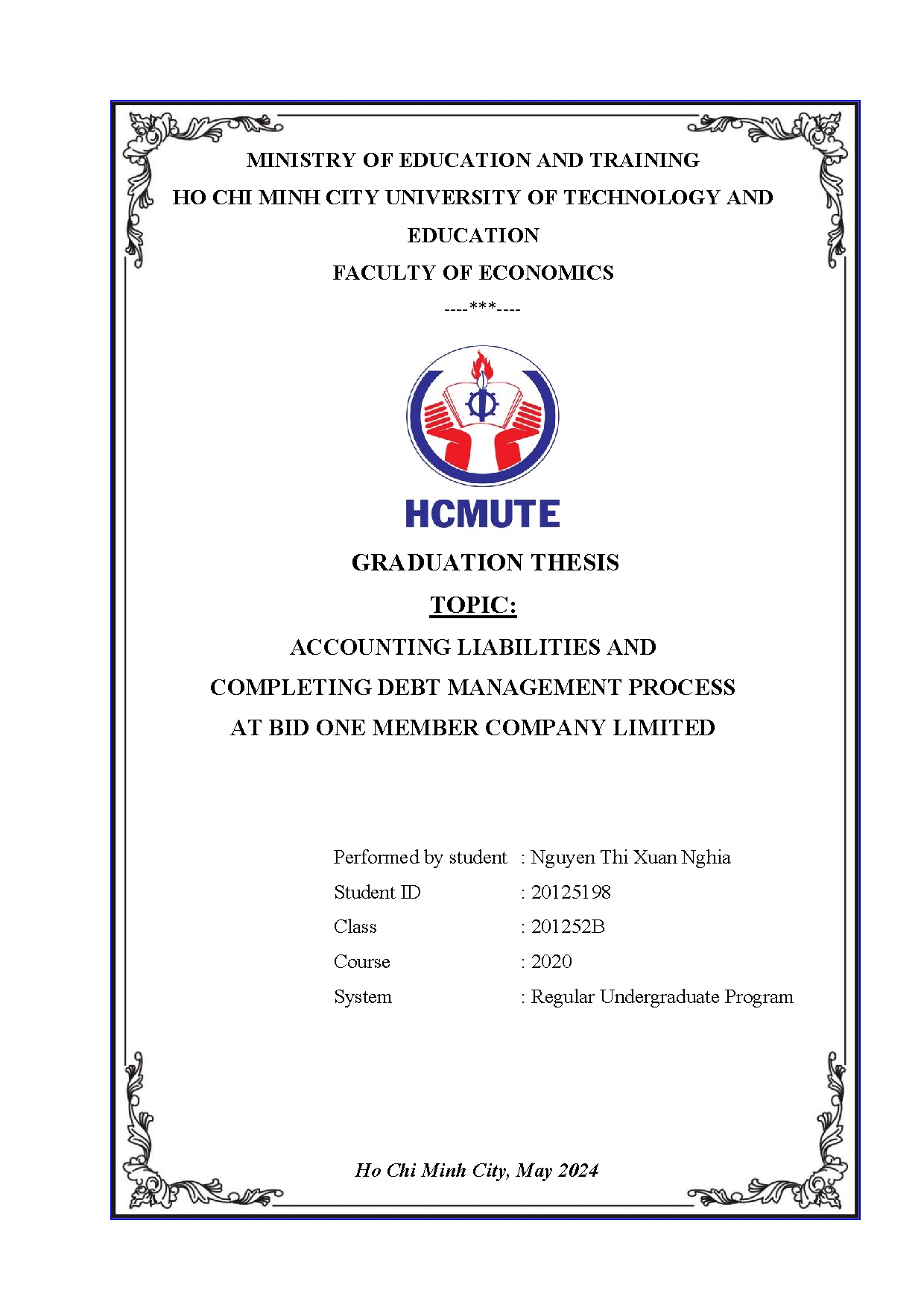 Đồ án tốt nghiệp - Accounting liabilities and completing debt management process at Bid one MCL