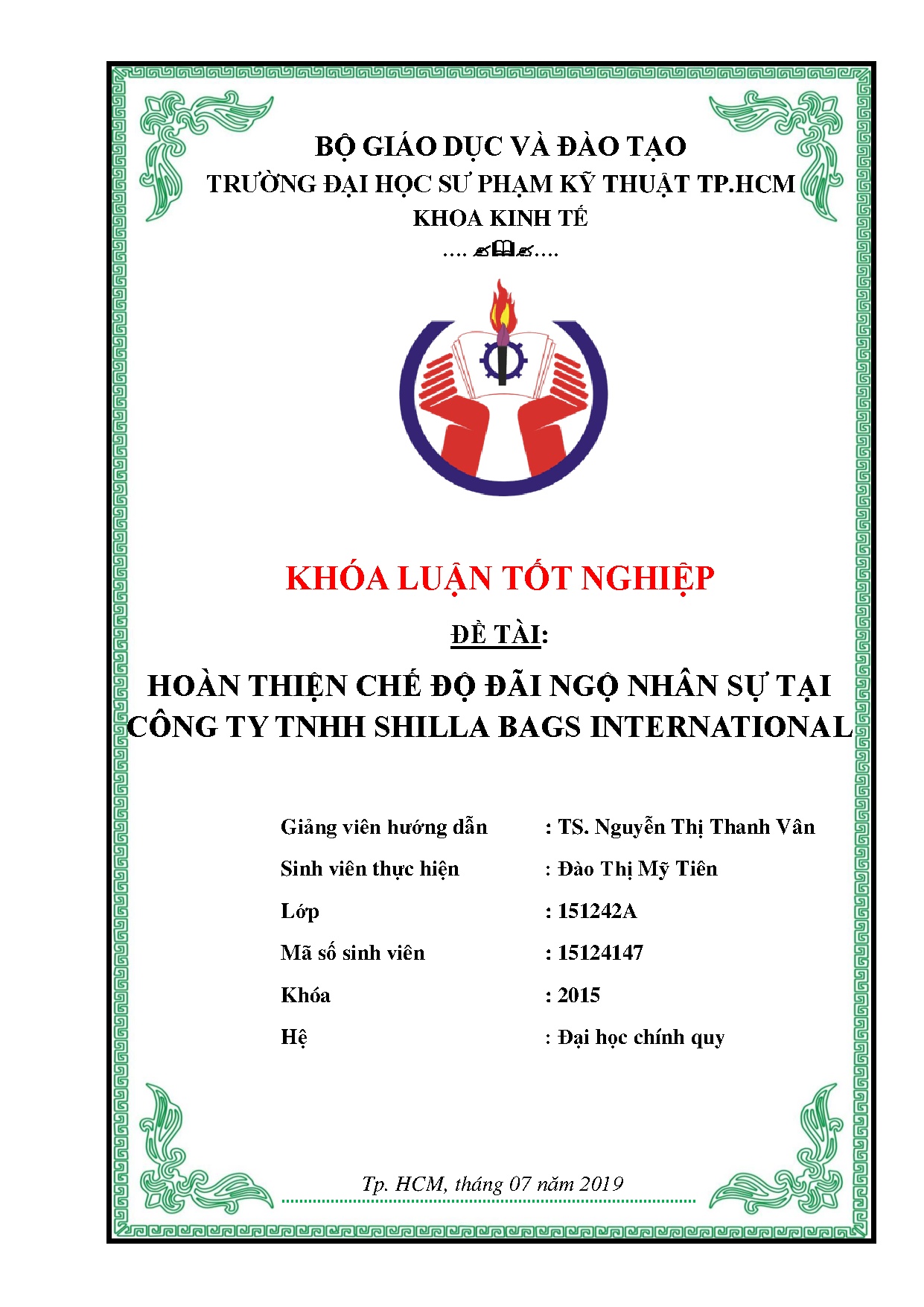 Đồ án tốt nghiệp - Hoàn thiện chế độ đãi ngộ nhân sự tại công ty TNHH Shilla Bags International