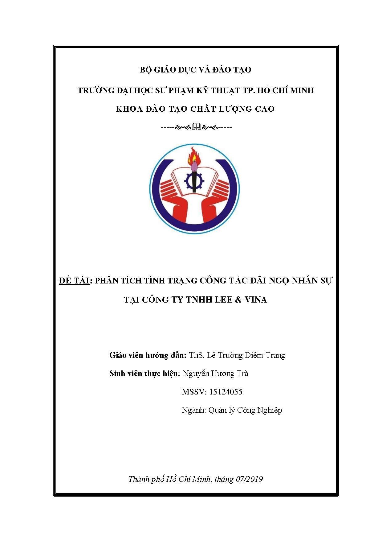 Đồ án tốt nghiệp - Phân tích tình trạng công tác đãi ngộ nhân sự tại công ty TNHH Lee &amp; Vina