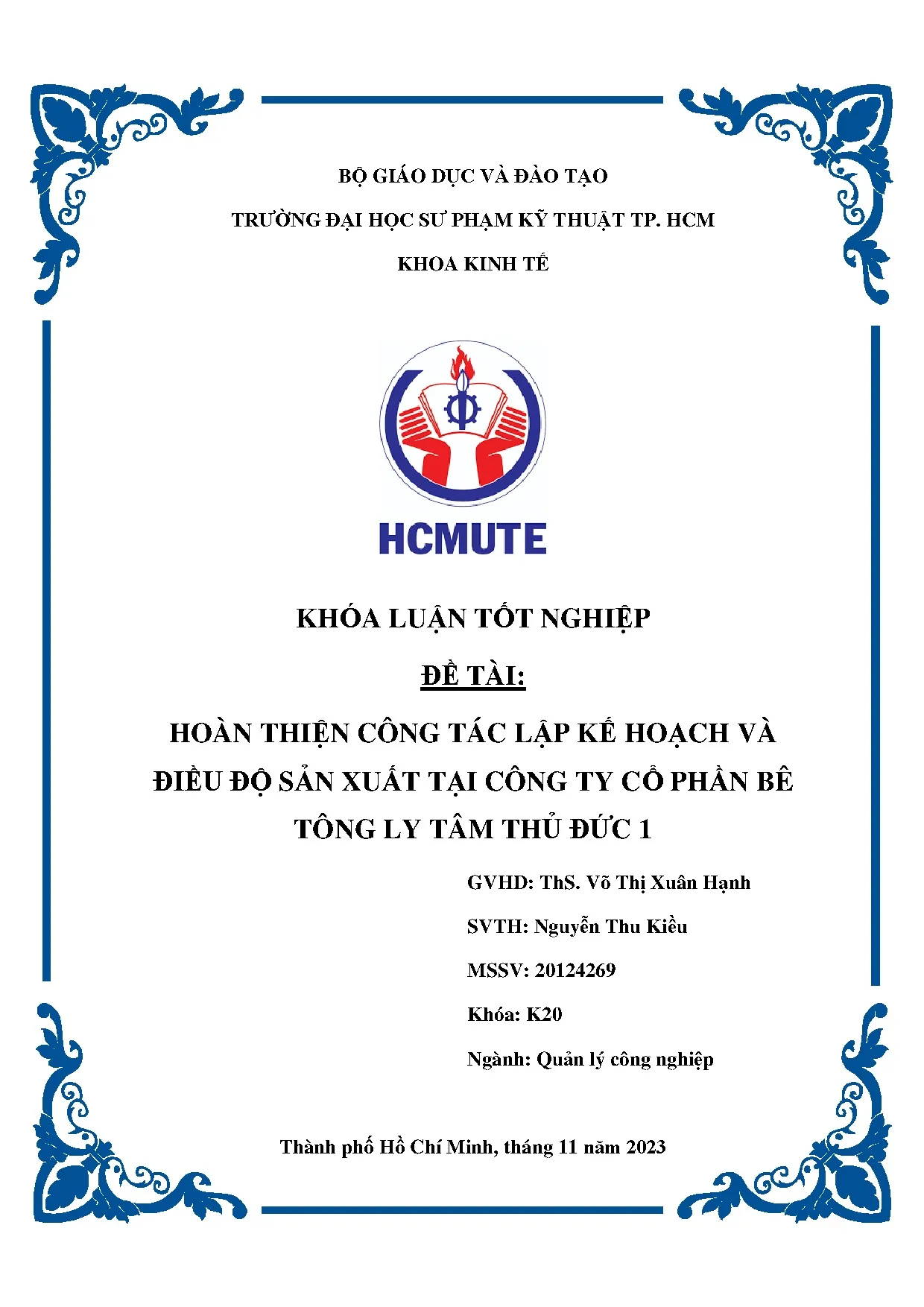 Đồ án tốt nghiệp - Hoàn thiện công tác lập kế hoạch và điều độ sản xuất tại Công ty cổ phần BTLTTĐ 1
