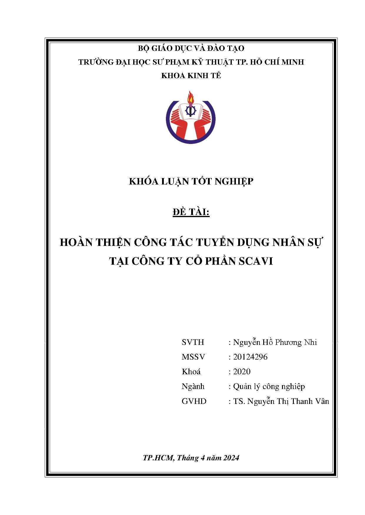 Đồ án tốt nghiệp - Hoàn thiện công tác tuyển dụng nhân sự tại Công ty cổ phần Scavi
