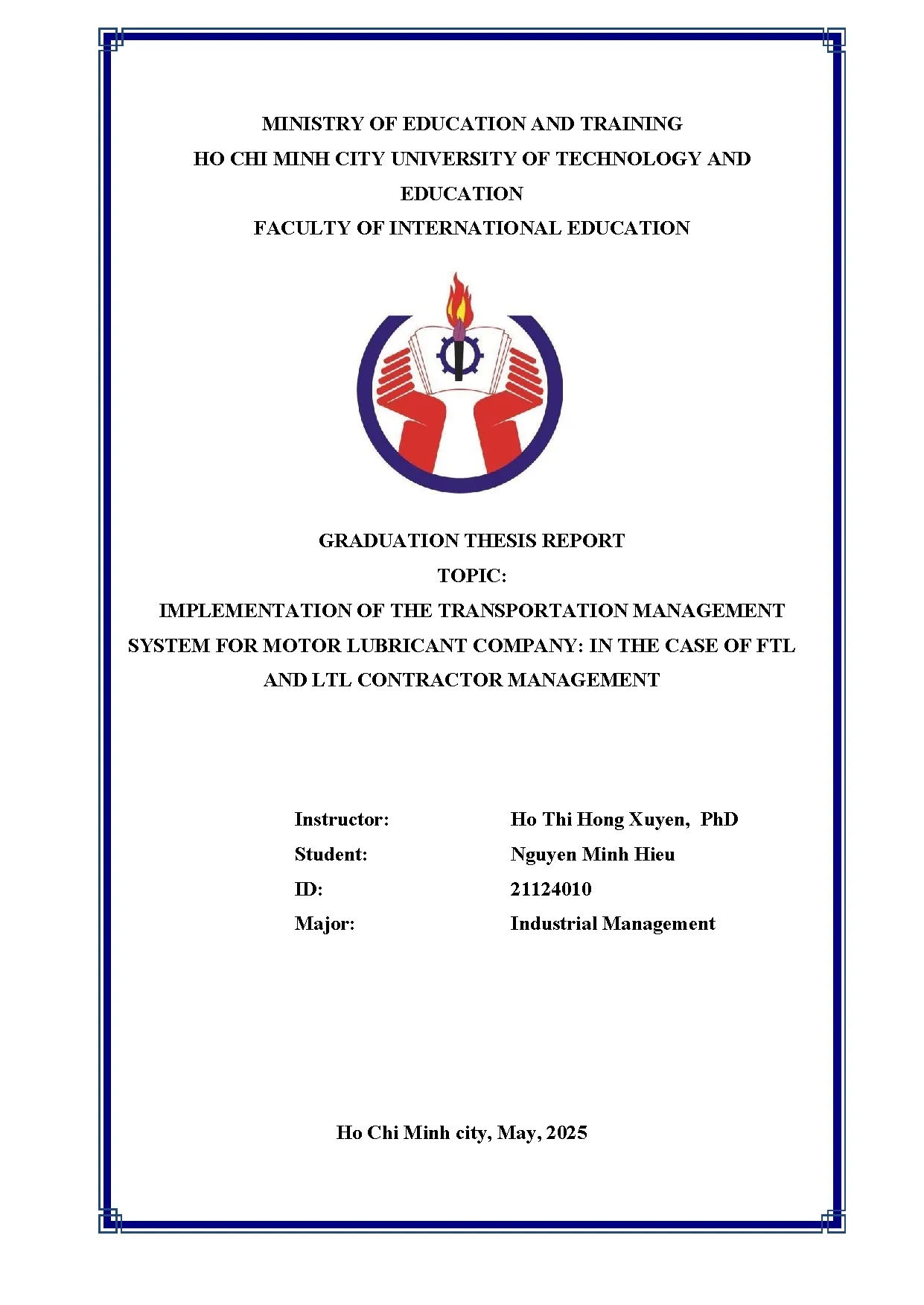 Đồ án tốt nghiệp - Implementation of the transportation management system for motor LCITCOFALCM
