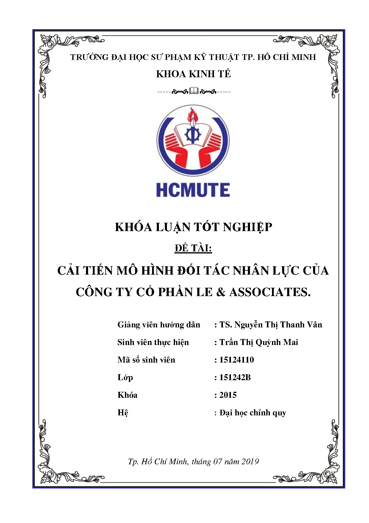 Đồ án tốt nghiệp - Cải tiến mô hình đối tác nhân lực của công ty cổ phần LE&amp; ASSOCIATES