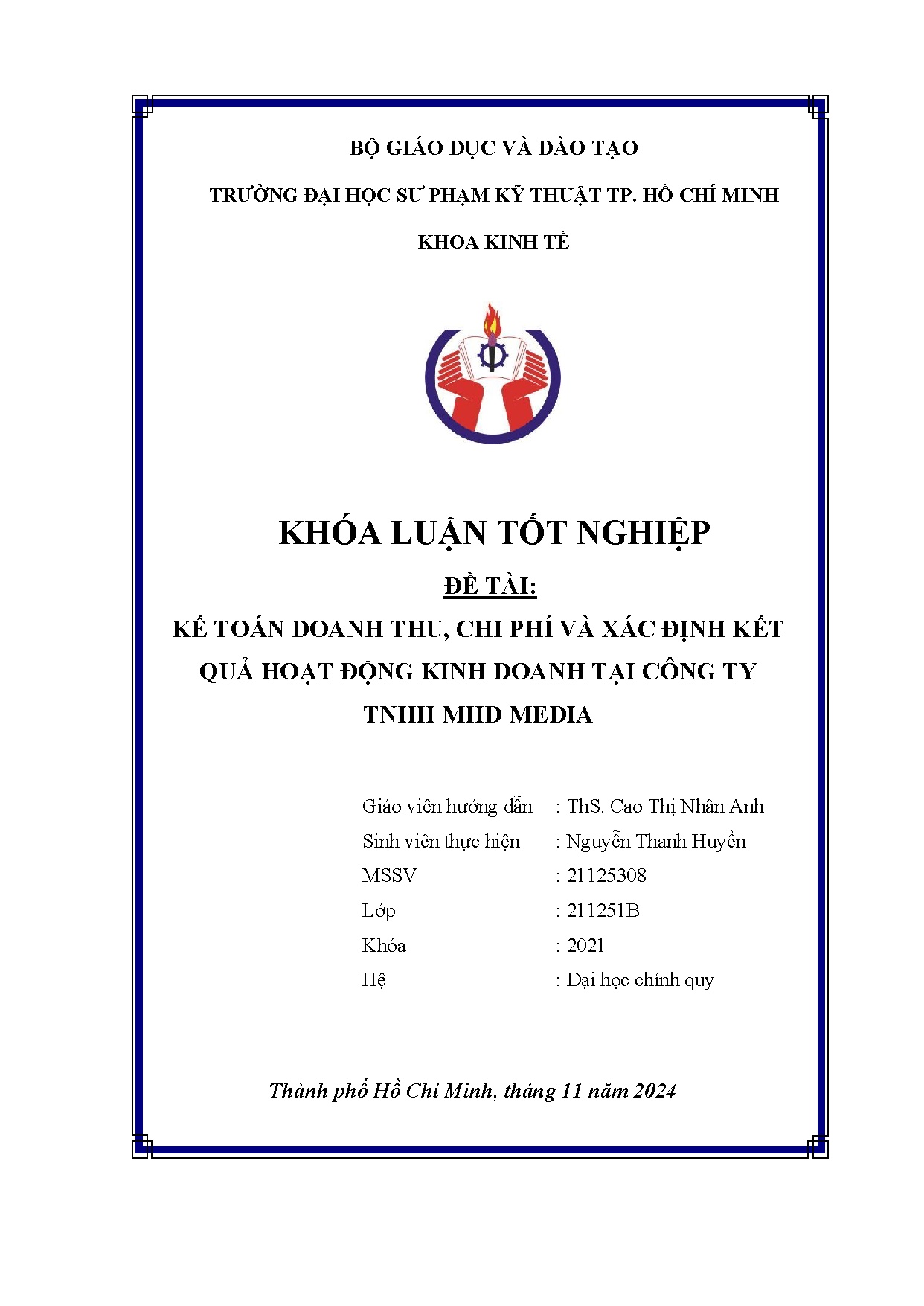 Đồ án tốt nghiệp - Kế toán doanh thu, chi phí và xác định kết quả hoạt động kinh doanh tại công TTMM