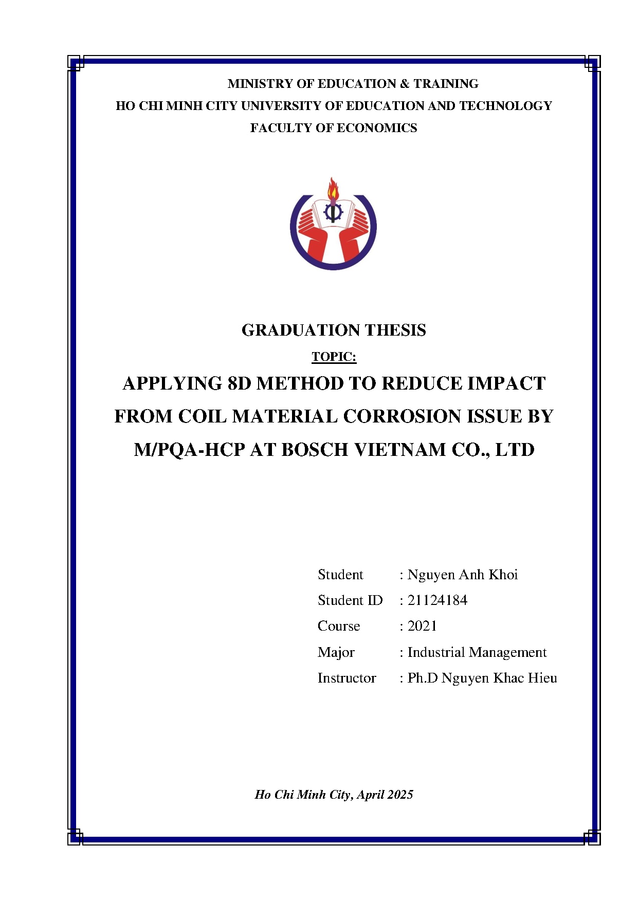 Đồ án tốt nghiệp - Applying 8D method to reduce impact from coil material corrosion issue by MABVCL