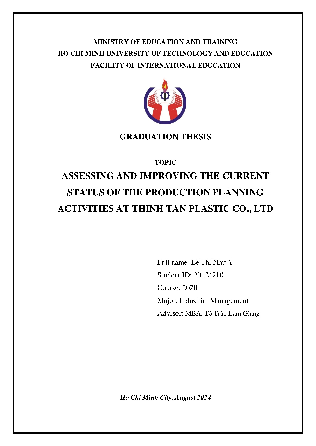 Đồ án tốt nghiệp - Assessing and improving the current status of the production planning AATTPC