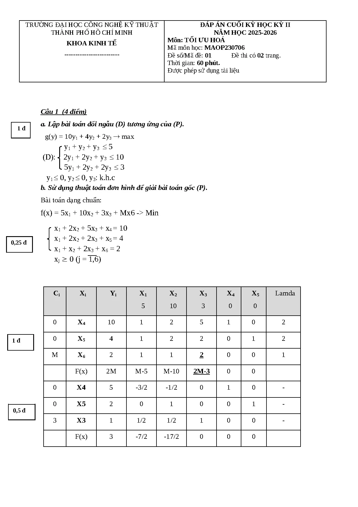 ĐÁP ÁN_đề thi Tối ưu hóa hk2 2025-2026