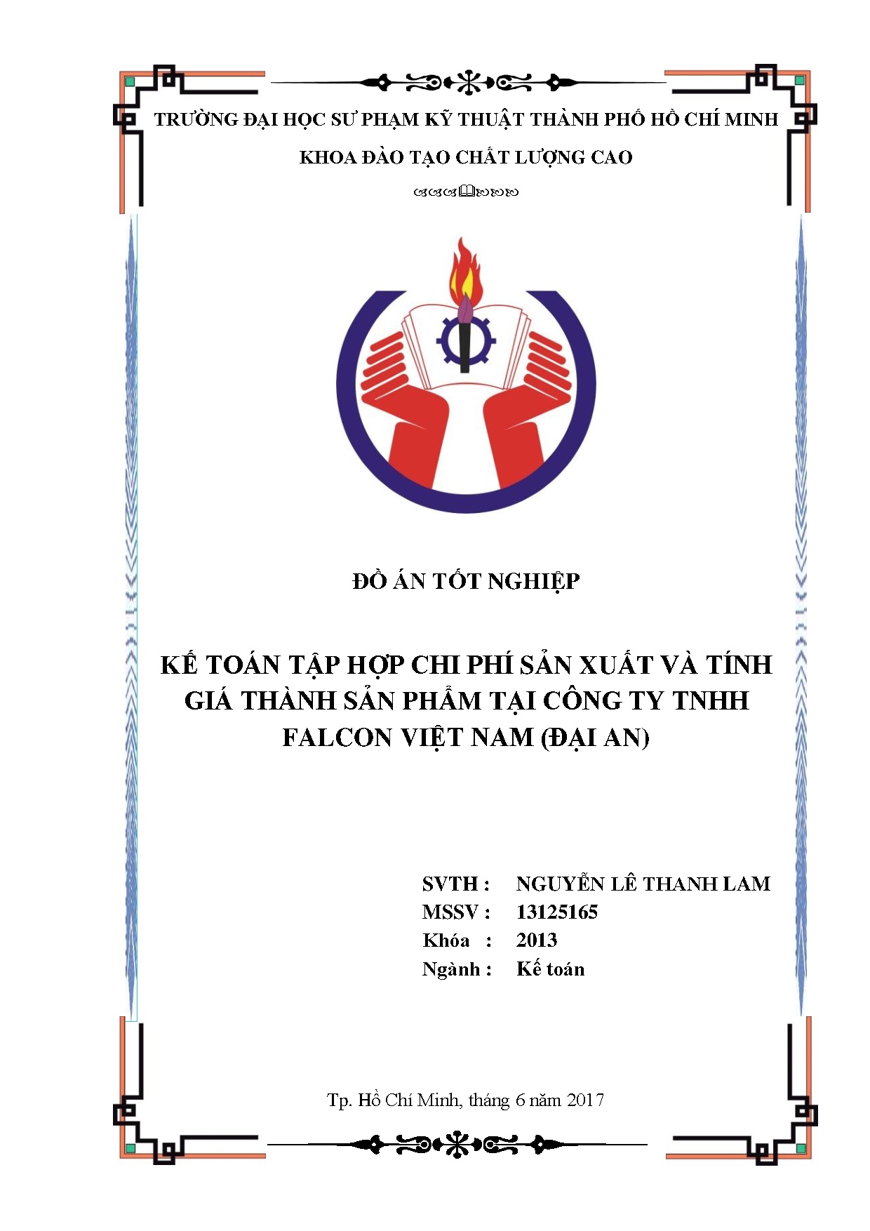 Đồ án tốt nghiệp - Kế toán tập hợp chi phí sản xuất và tính giá thành sản phẩm tại Công ty TFVN ( A